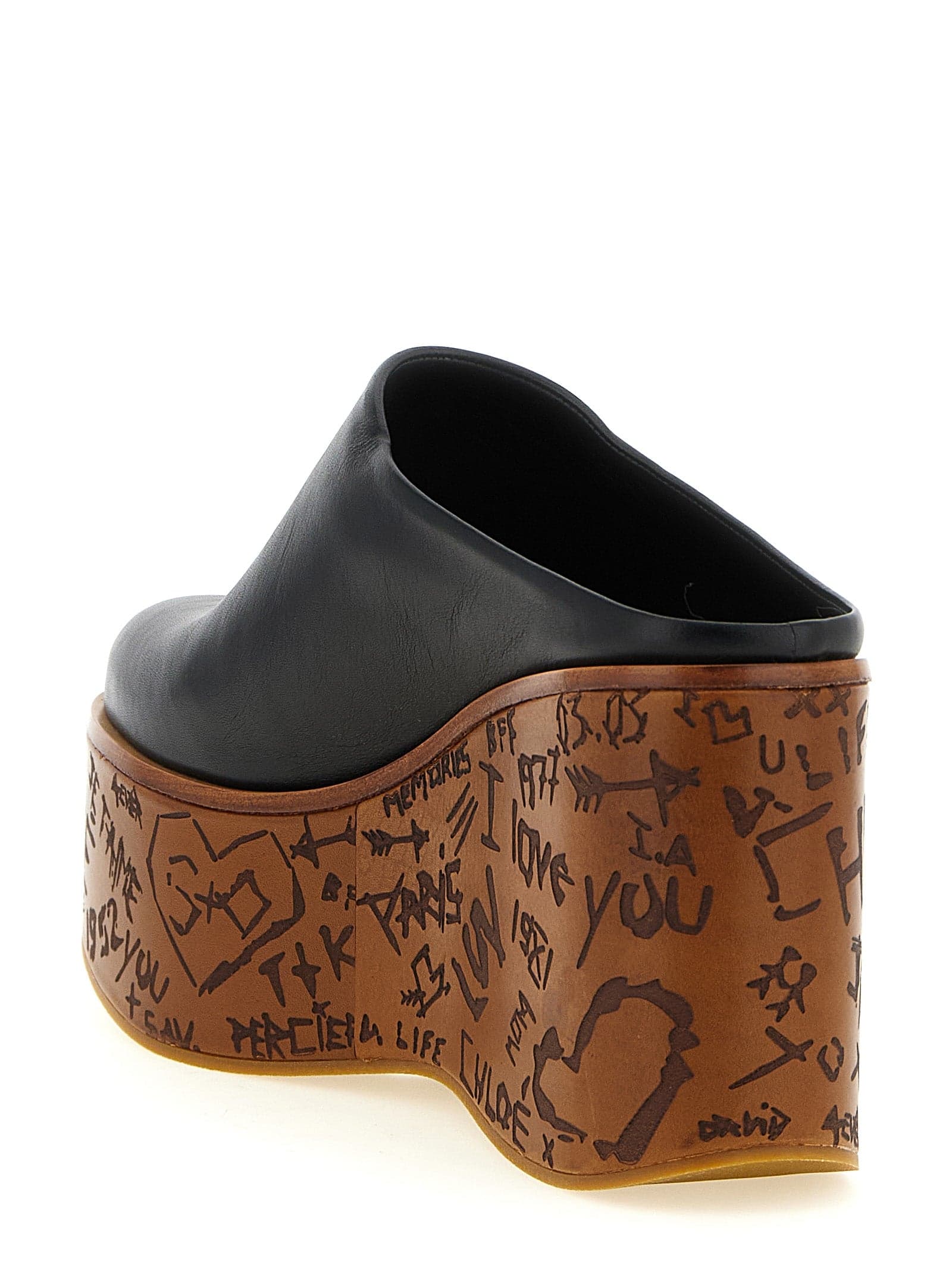 Chloé Black Calfskin Wedge Sandals - 3
