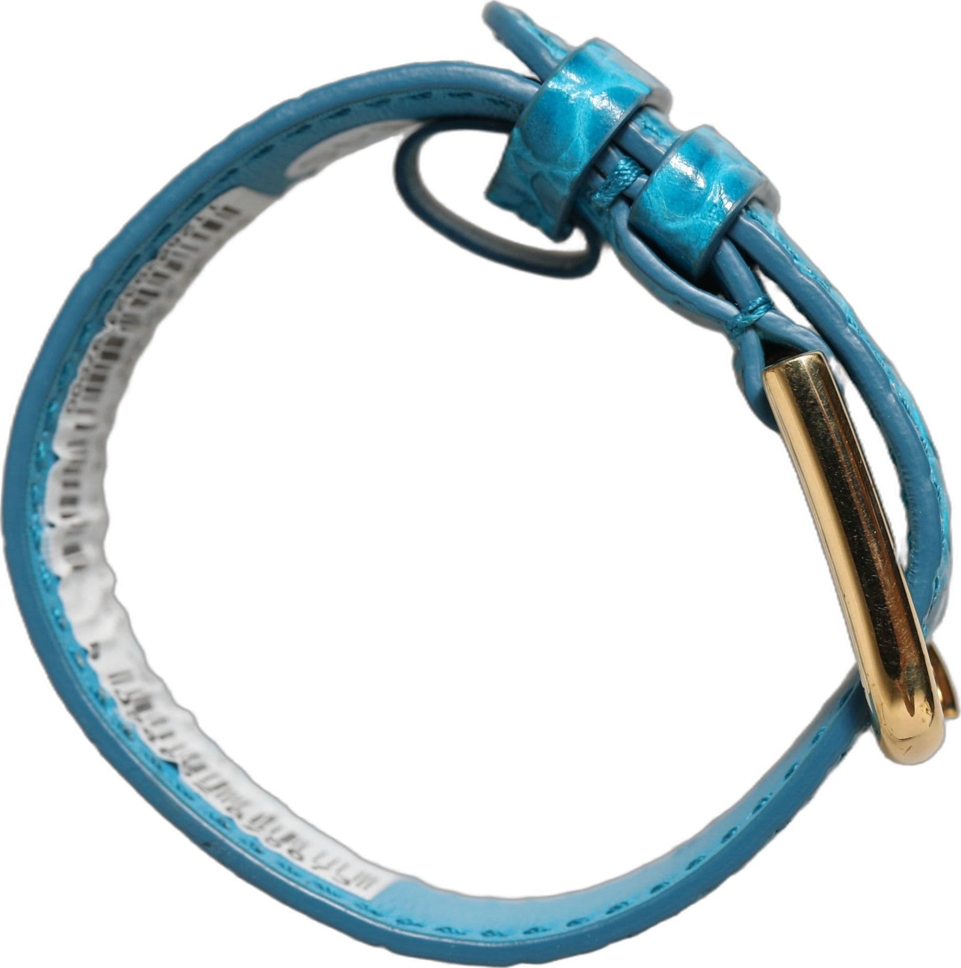 Dolce & Gabbana Blue Embossed Leather Gold Buckle Belt Strap Bracelet - 7