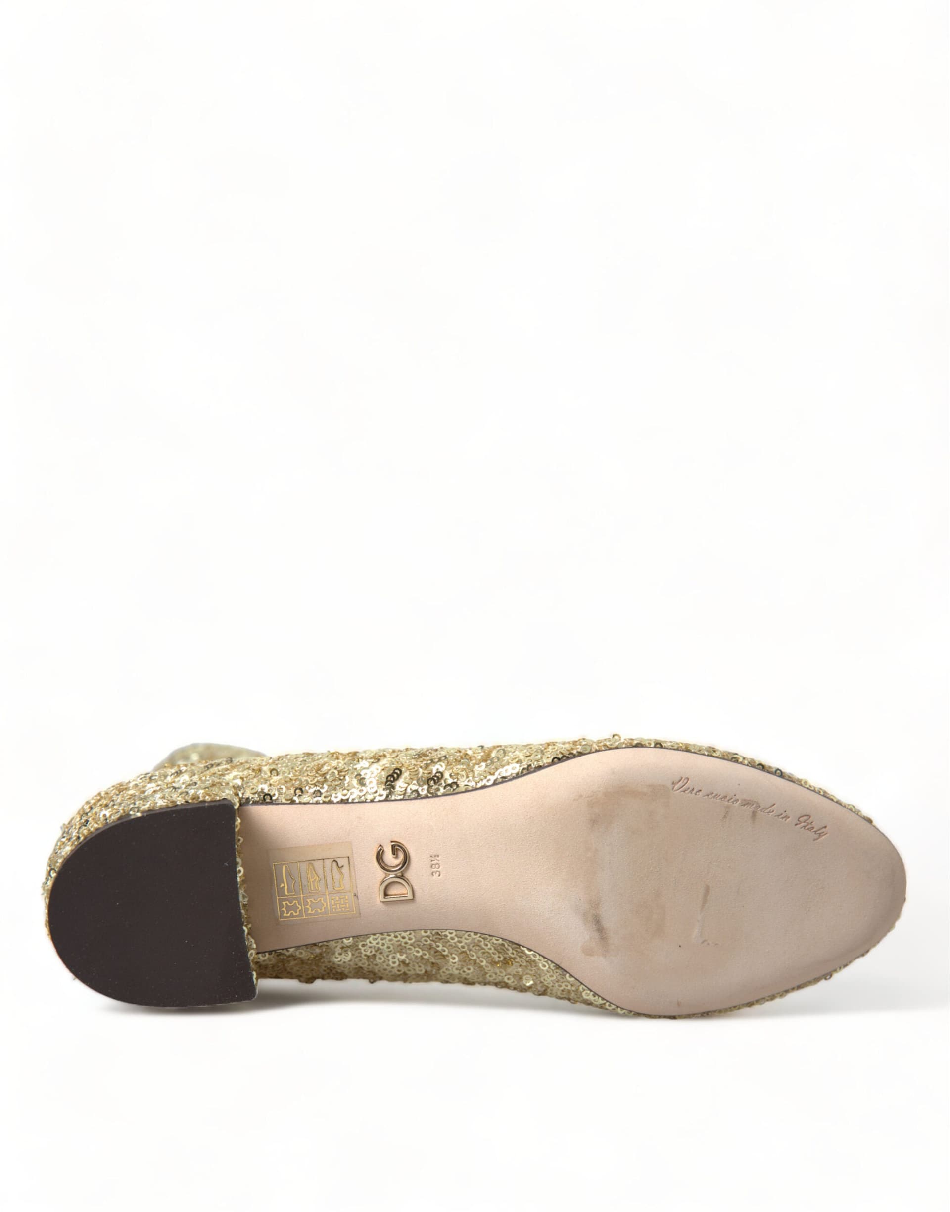 Dolce & Gabbana Gold Sequined Short Boots Stretch Shoes - 7