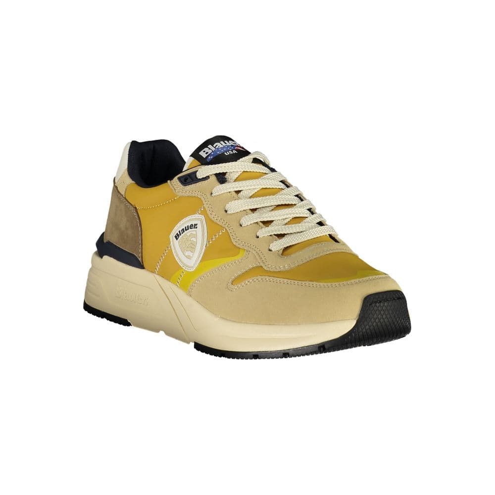Blauer Beige Polyurethane Men Sneaker - 2