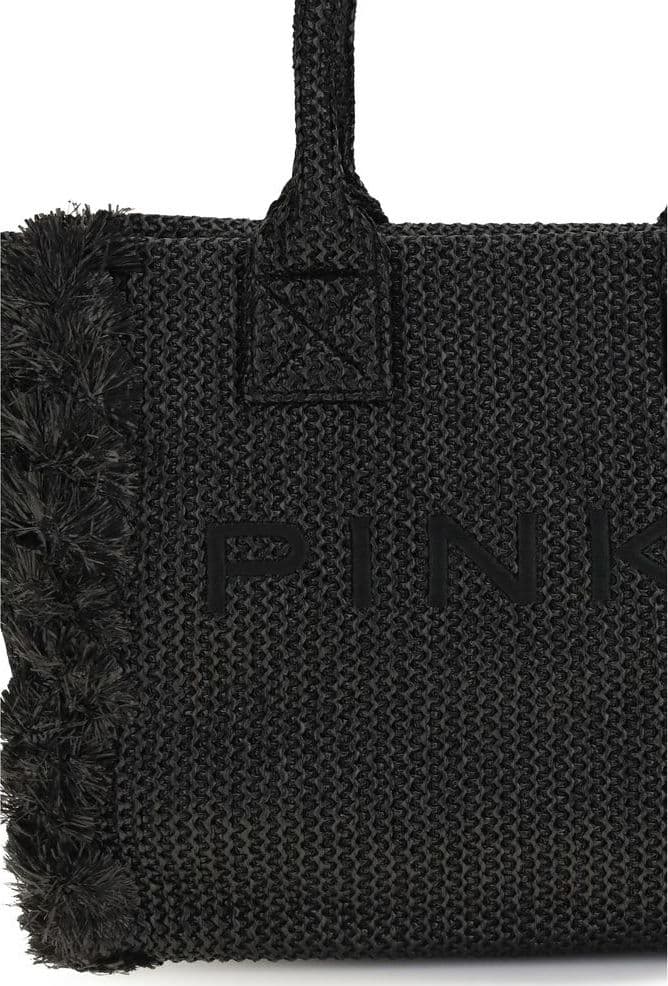 PINKO Black Raffia Shoulder Bag - 4