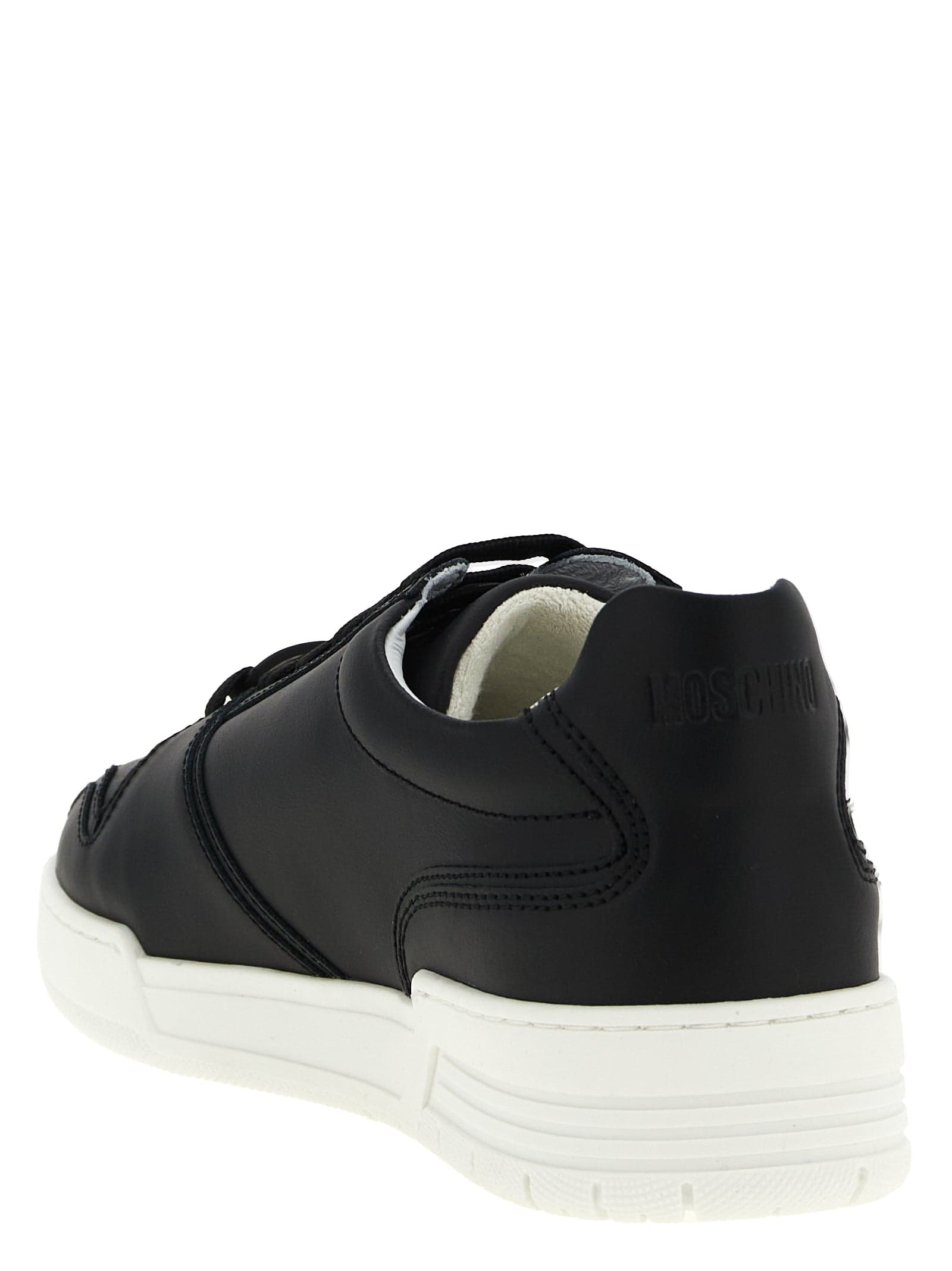 Moschino Black Leather Low Top Sneakers - 3