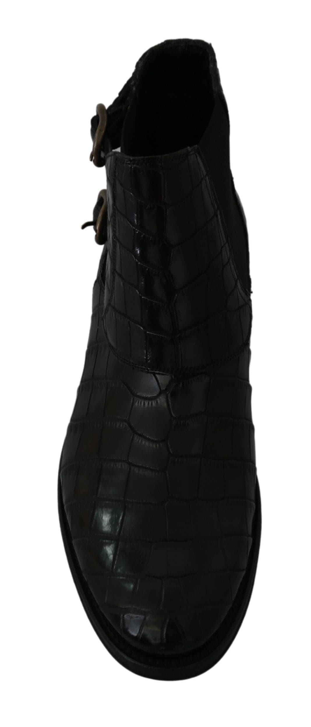 Dolce & Gabbana Black Crocodile Leather Derby Boots Shoes - 2