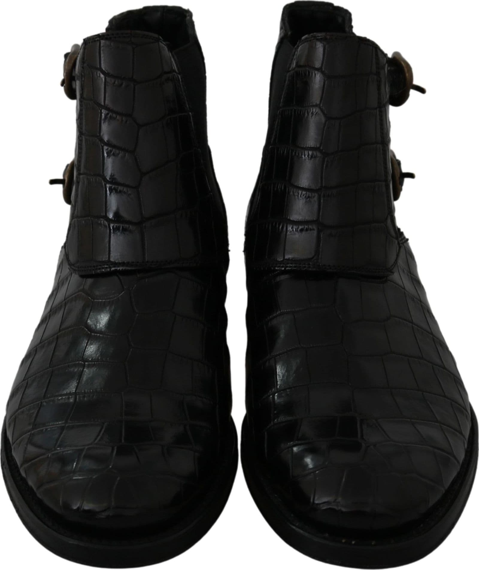 Dolce & Gabbana Black Crocodile Leather Derby Boots Shoes - 3