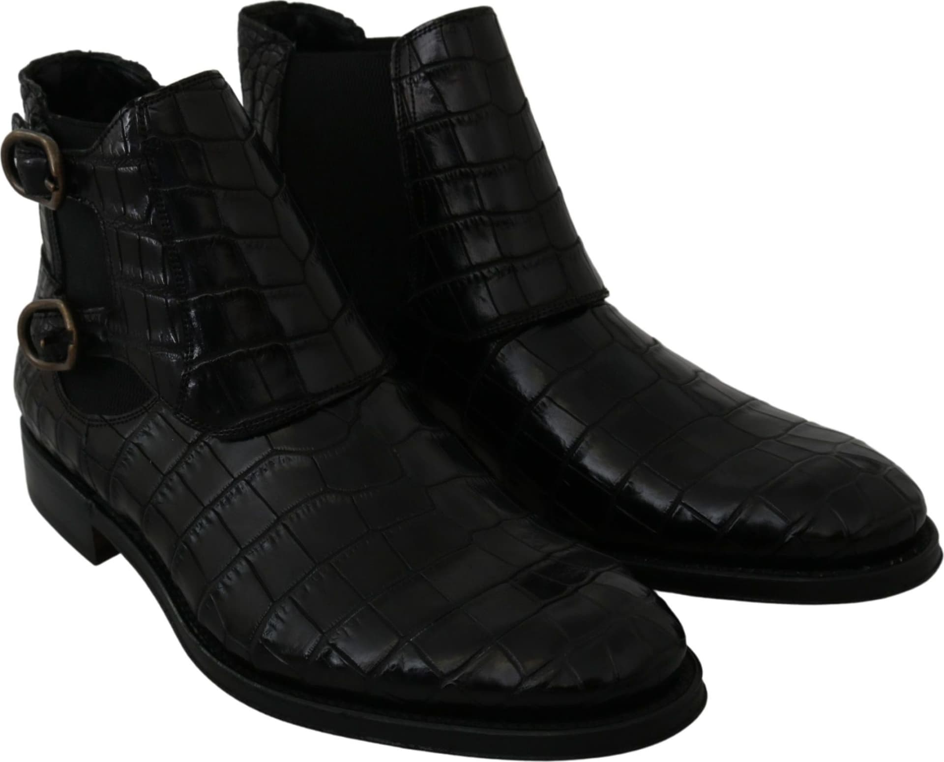 Dolce & Gabbana Black Crocodile Leather Derby Boots Shoes - 4