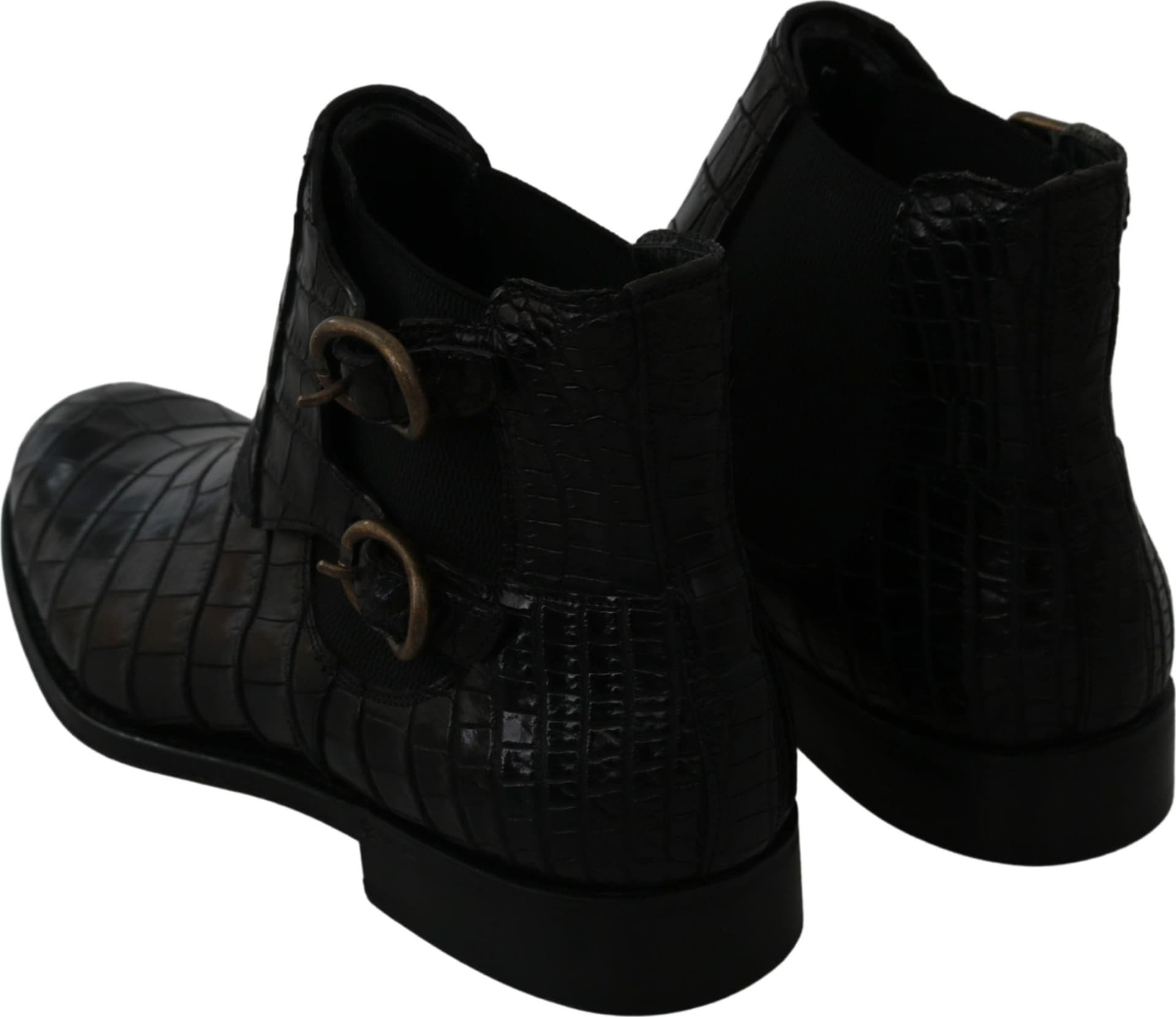 Dolce & Gabbana Black Crocodile Leather Derby Boots Shoes - 5