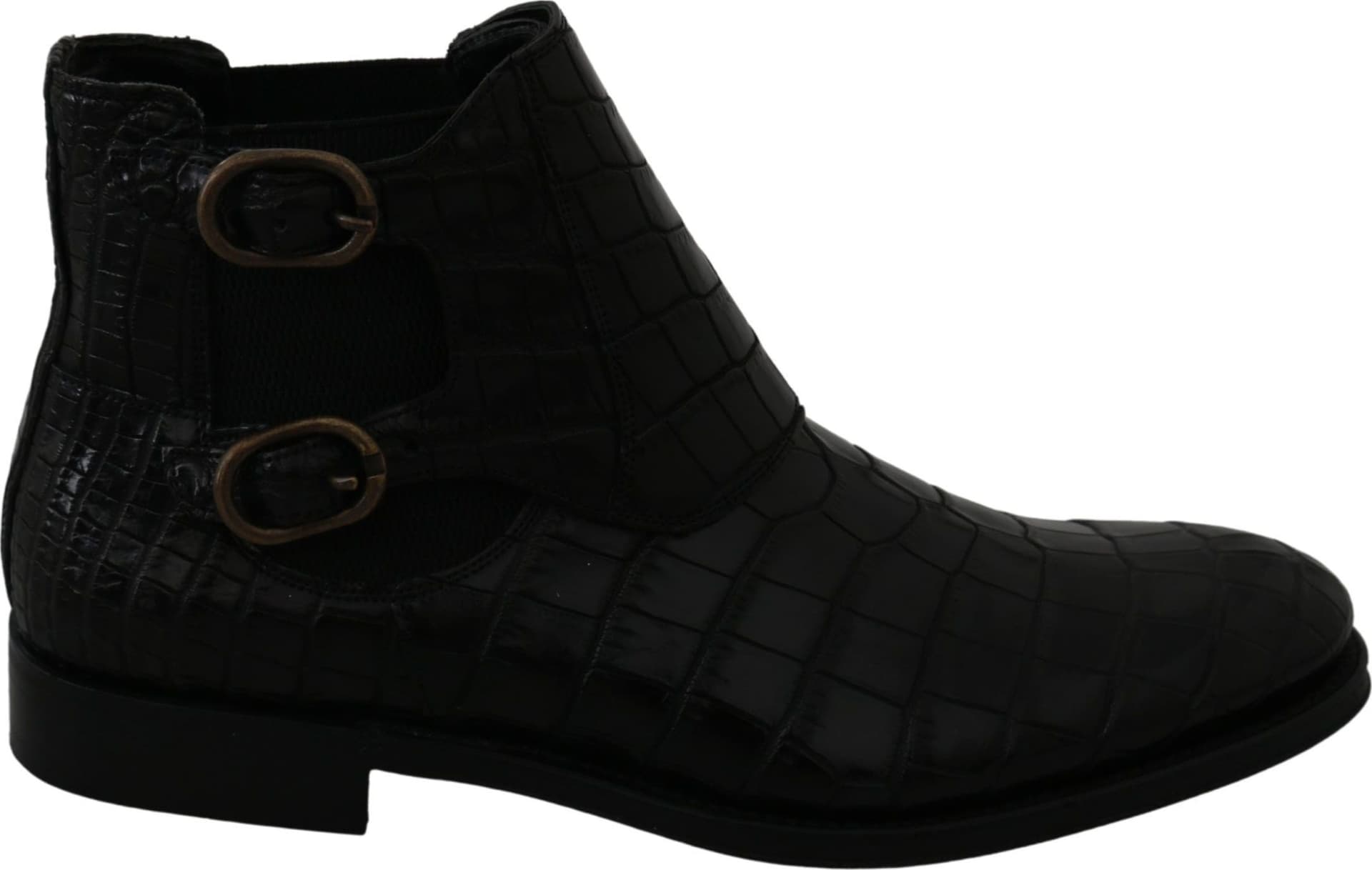 Dolce & Gabbana Black Crocodile Leather Derby Boots Shoes - 6