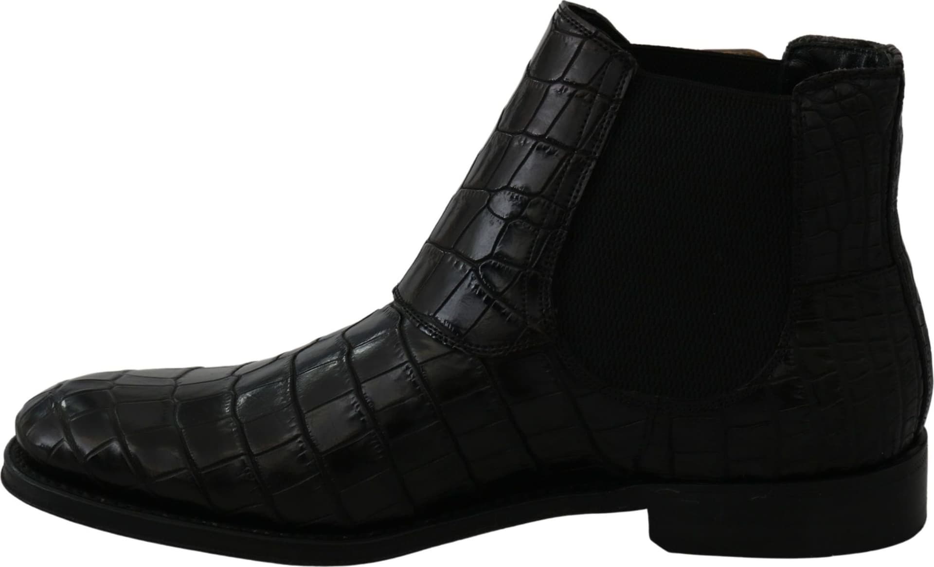 Dolce & Gabbana Black Crocodile Leather Derby Boots Shoes - 7