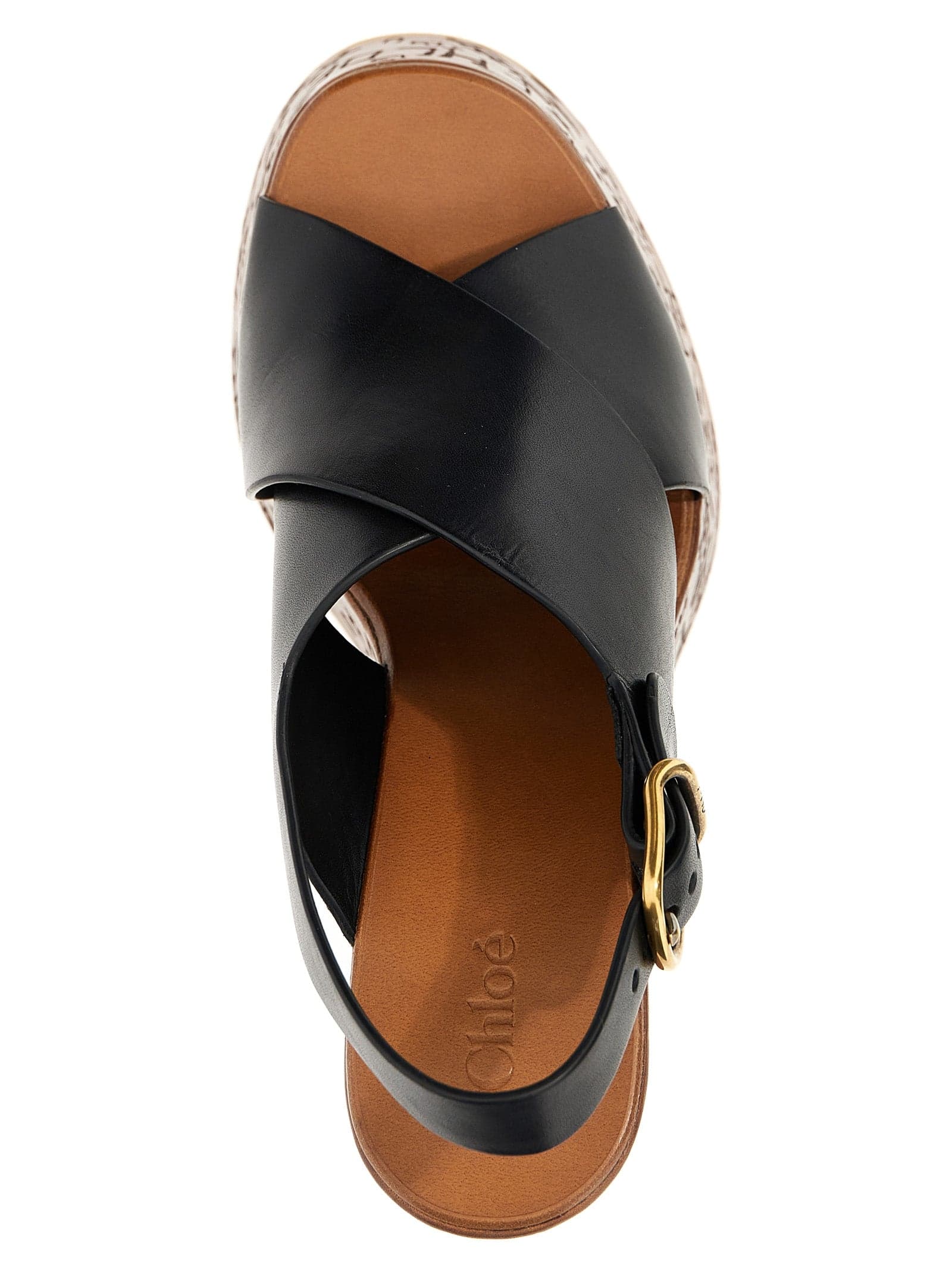 Chloé Black Calfskin Wedge Sandals - 4