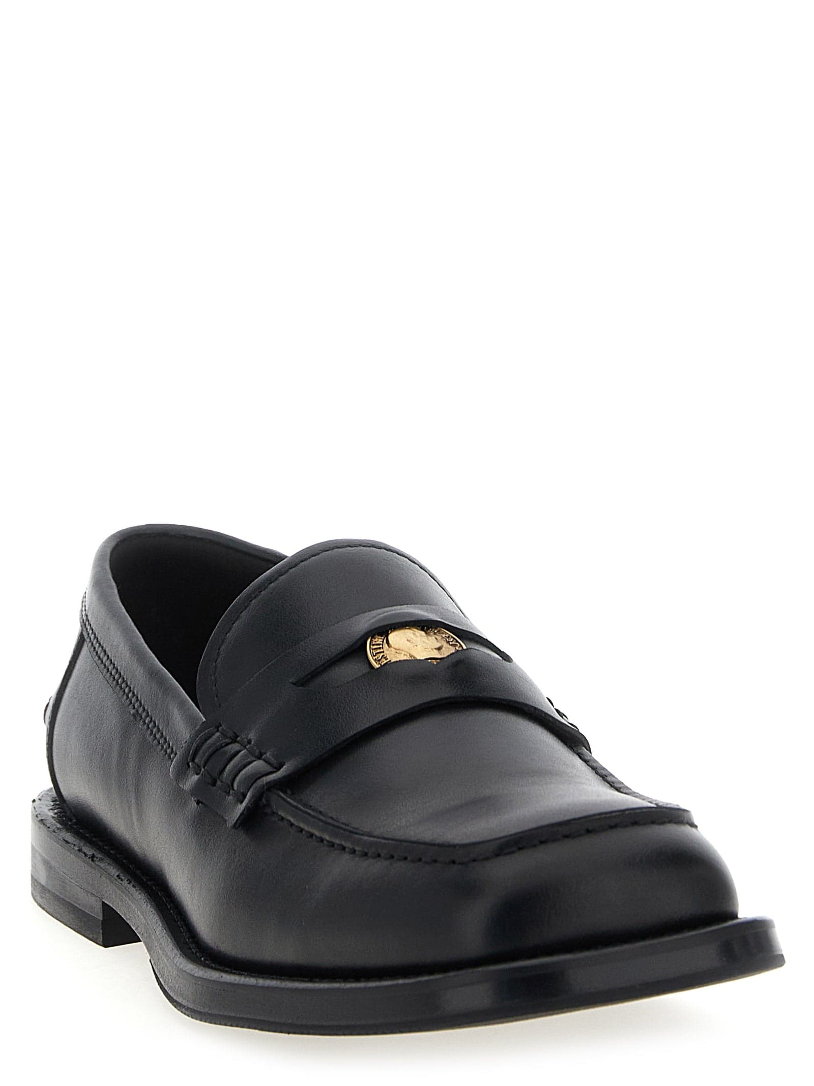 Moschino Black Velvet Leather Slip-On Loafers - 2