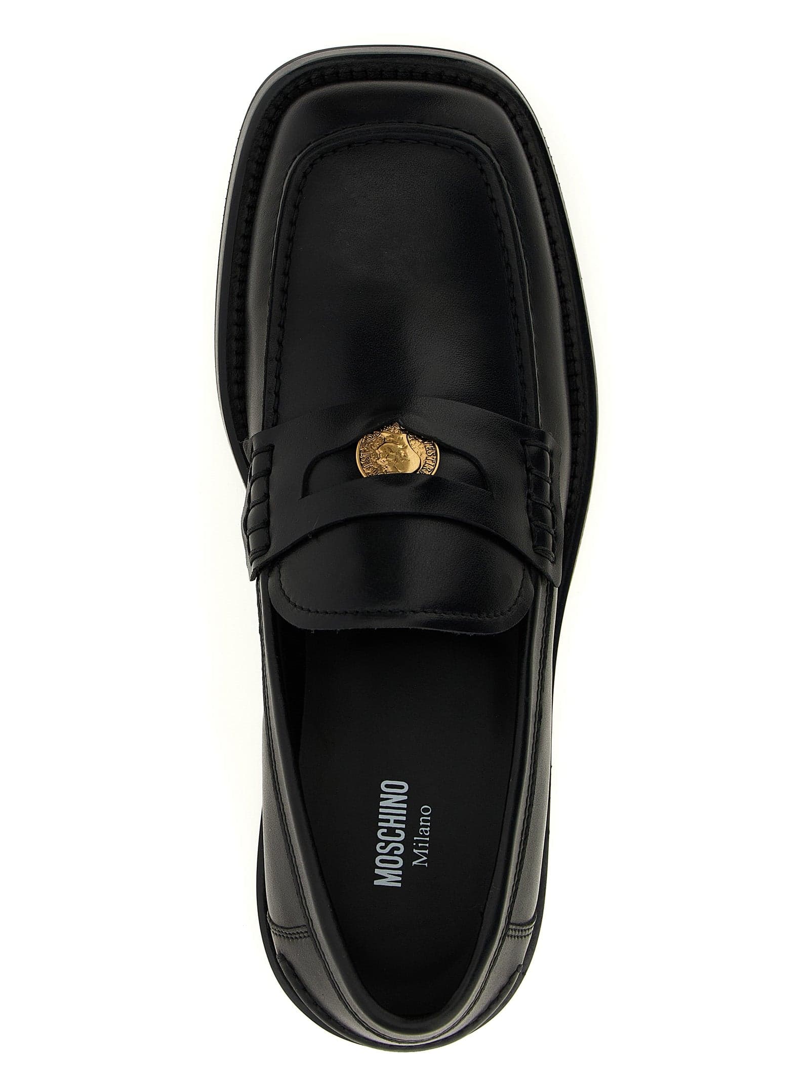Moschino Black Velvet Leather Slip-On Loafers - 4