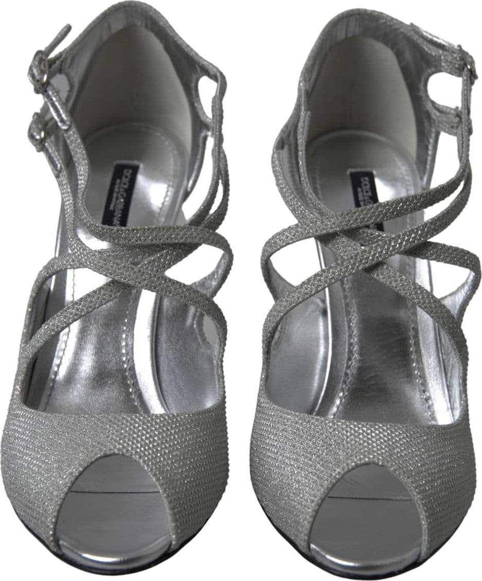 Dolce & Gabbana Silver Shimmers Sandals Heel Pumps Shoes - 3