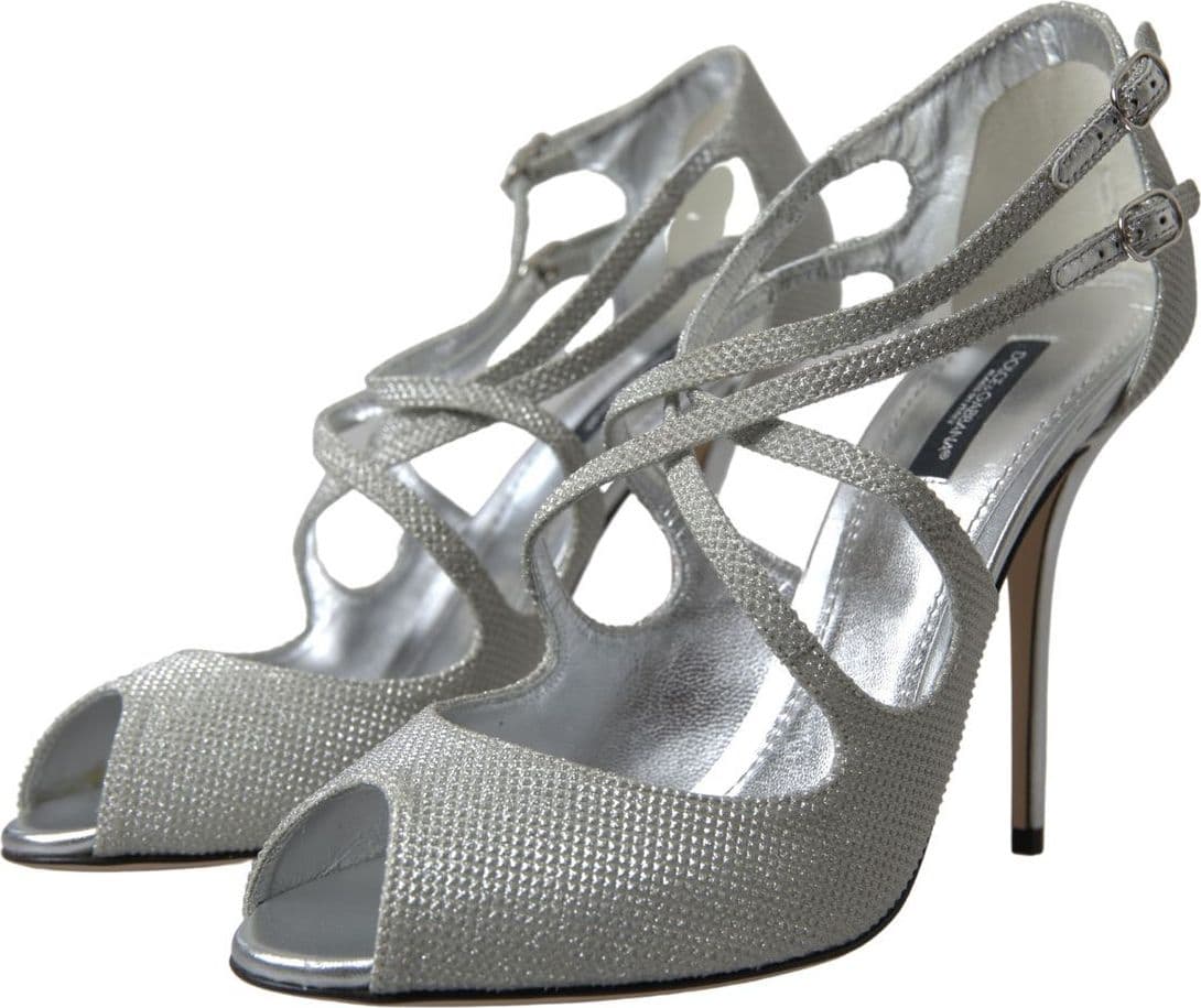 Dolce & Gabbana Silver Shimmers Sandals Heel Pumps Shoes - 4
