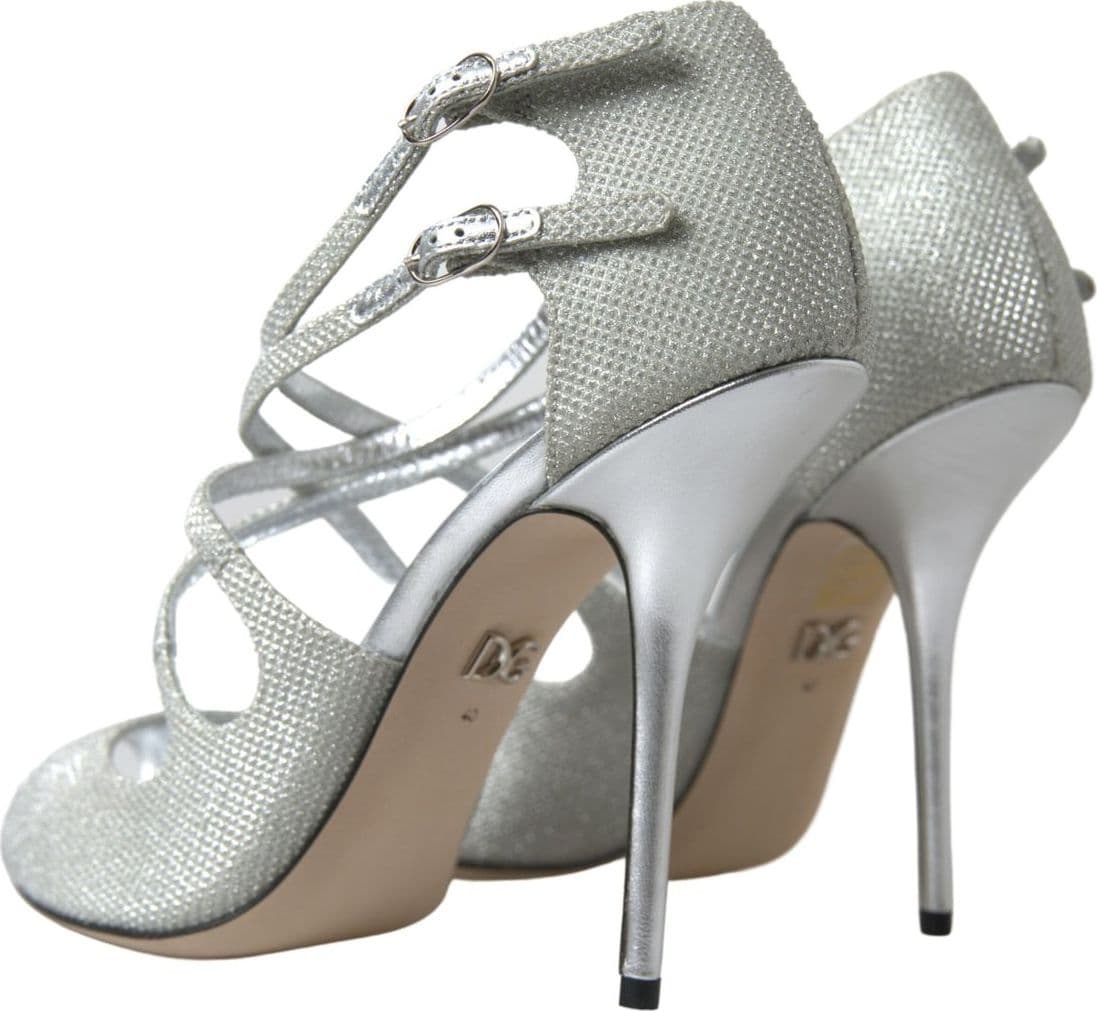 Dolce & Gabbana Silver Shimmers Sandals Heel Pumps Shoes - 5