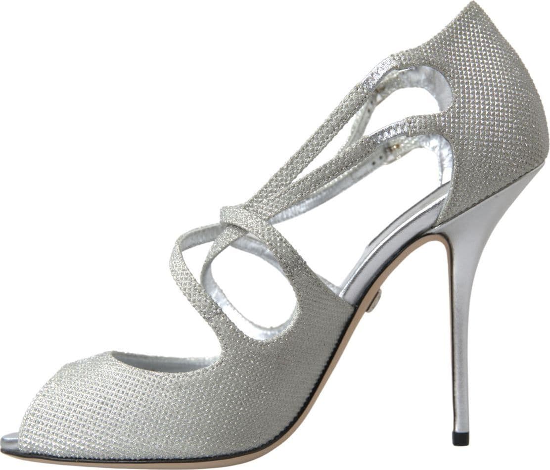 Dolce & Gabbana Silver Shimmers Sandals Heel Pumps Shoes - 6