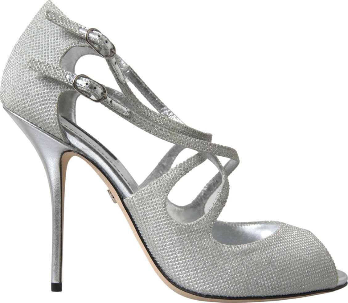 Dolce & Gabbana Silver Shimmers Sandals Heel Pumps Shoes - 7