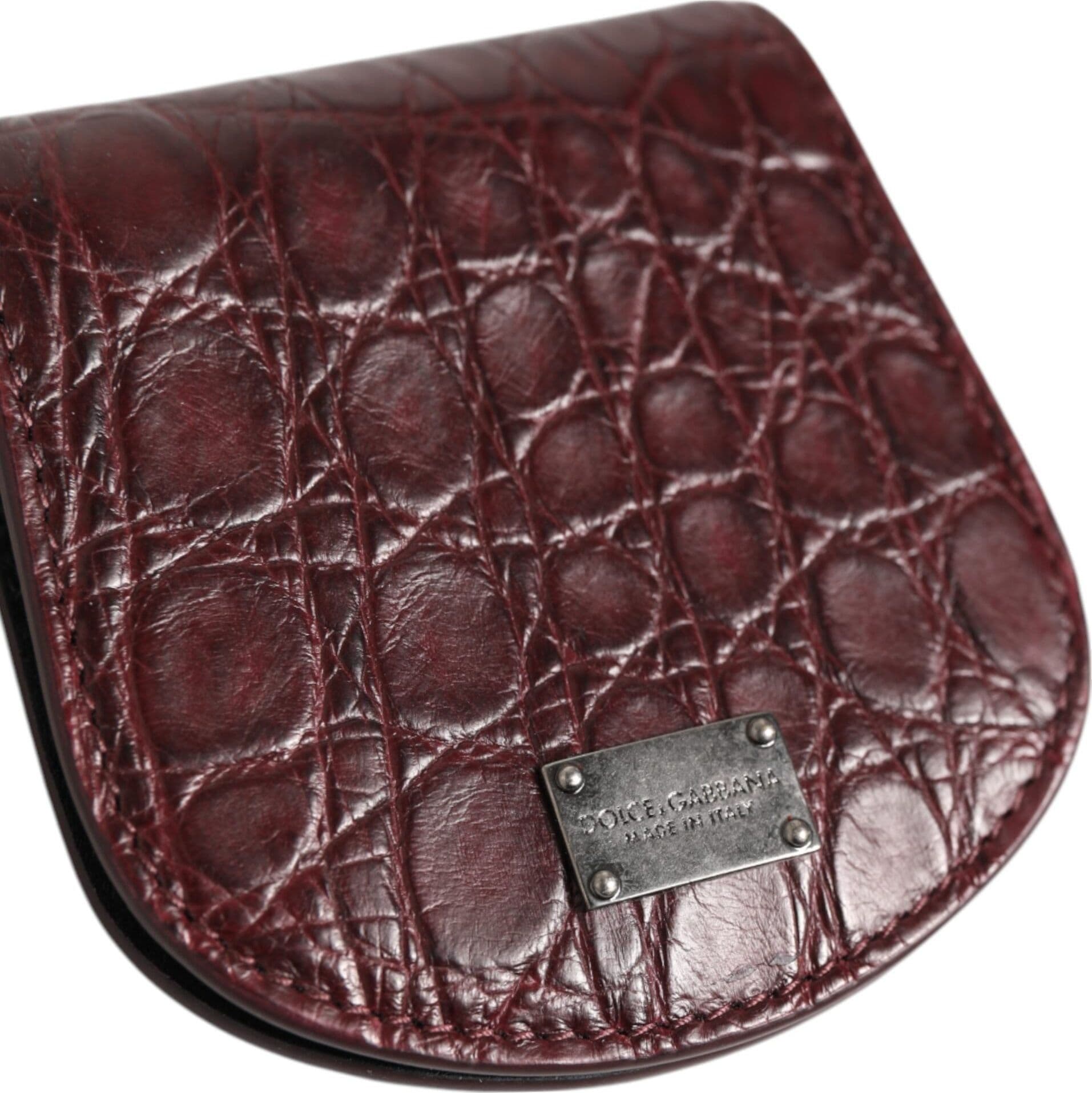 Dolce & Gabbana Burgundy Exotic Skin Coin Condom Case Holder Pocket Wallet - 3