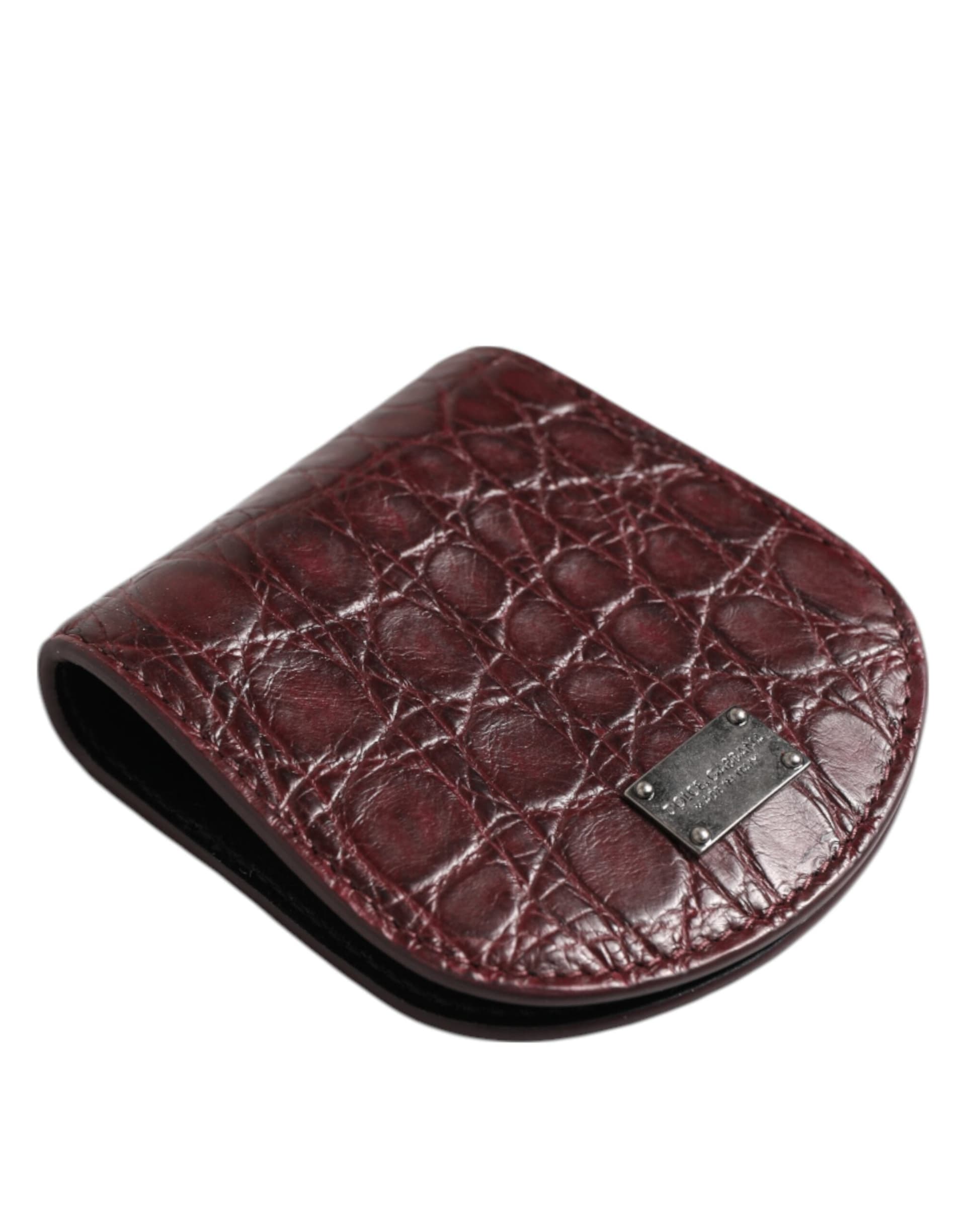 Dolce & Gabbana Burgundy Exotic Skin Coin Condom Case Holder Pocket Wallet - 4
