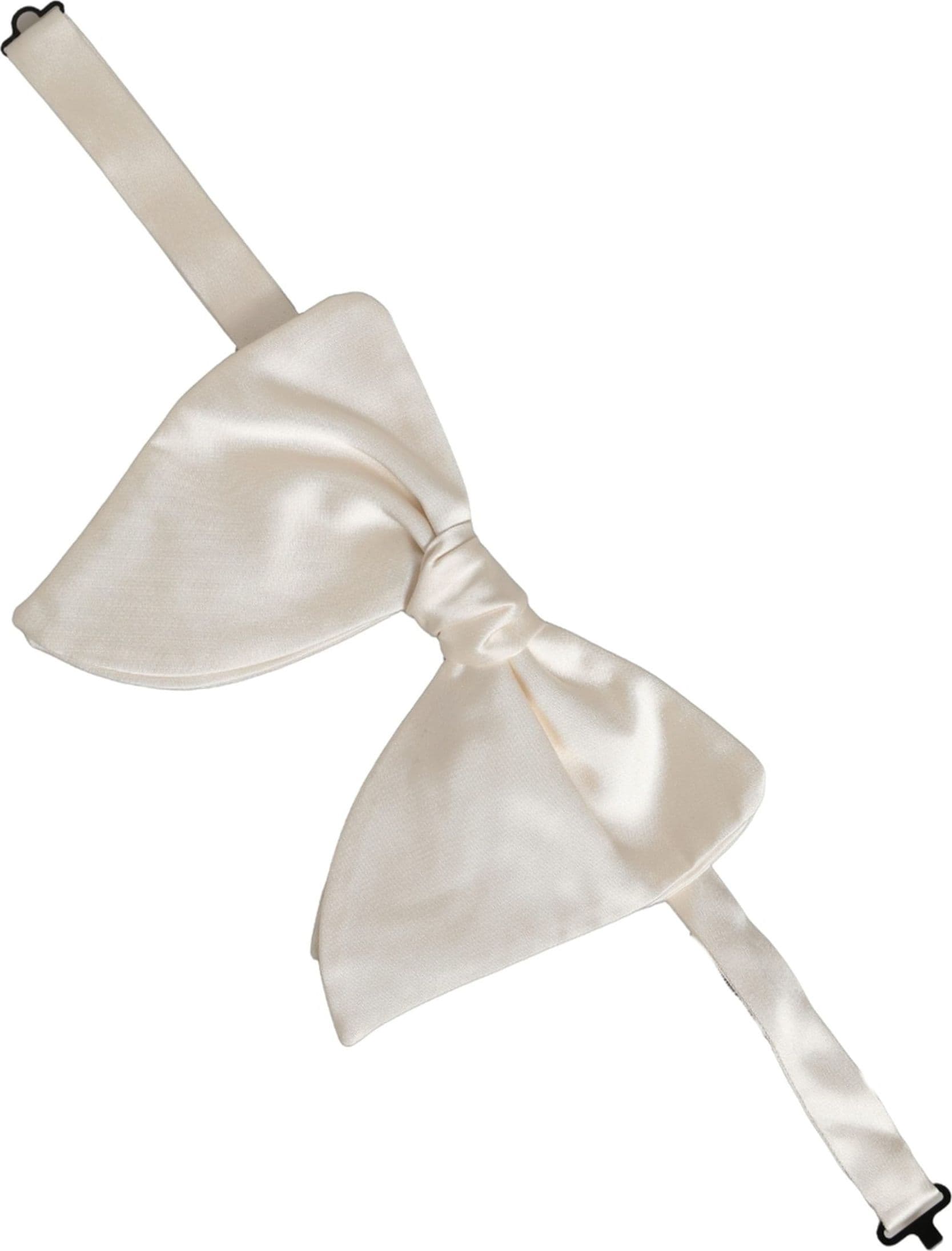 Dolce & Gabbana Men White 100% Silk Adjustable Neck Papillon Bow Tie - 2