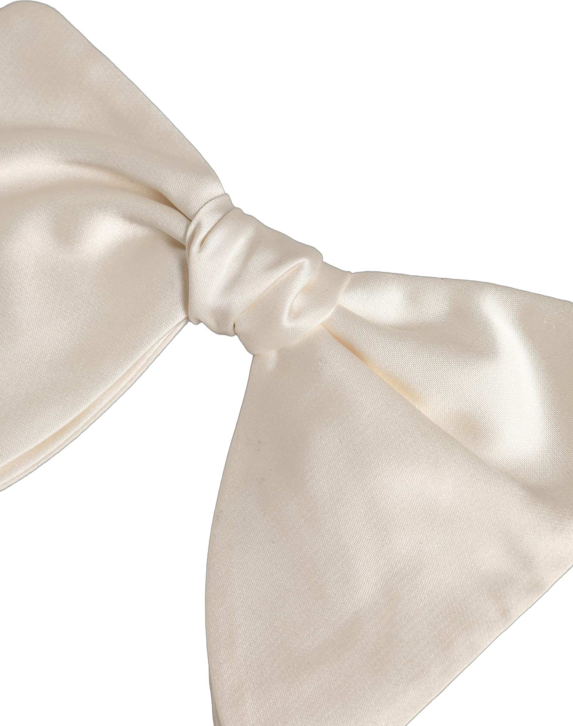 Dolce & Gabbana Men White 100% Silk Adjustable Neck Papillon Bow Tie - 3
