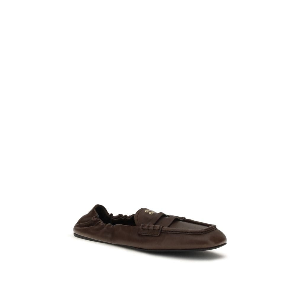 Miu Miu Brown Lamb Ovis Aries Aries Slip-On Loafers - 2