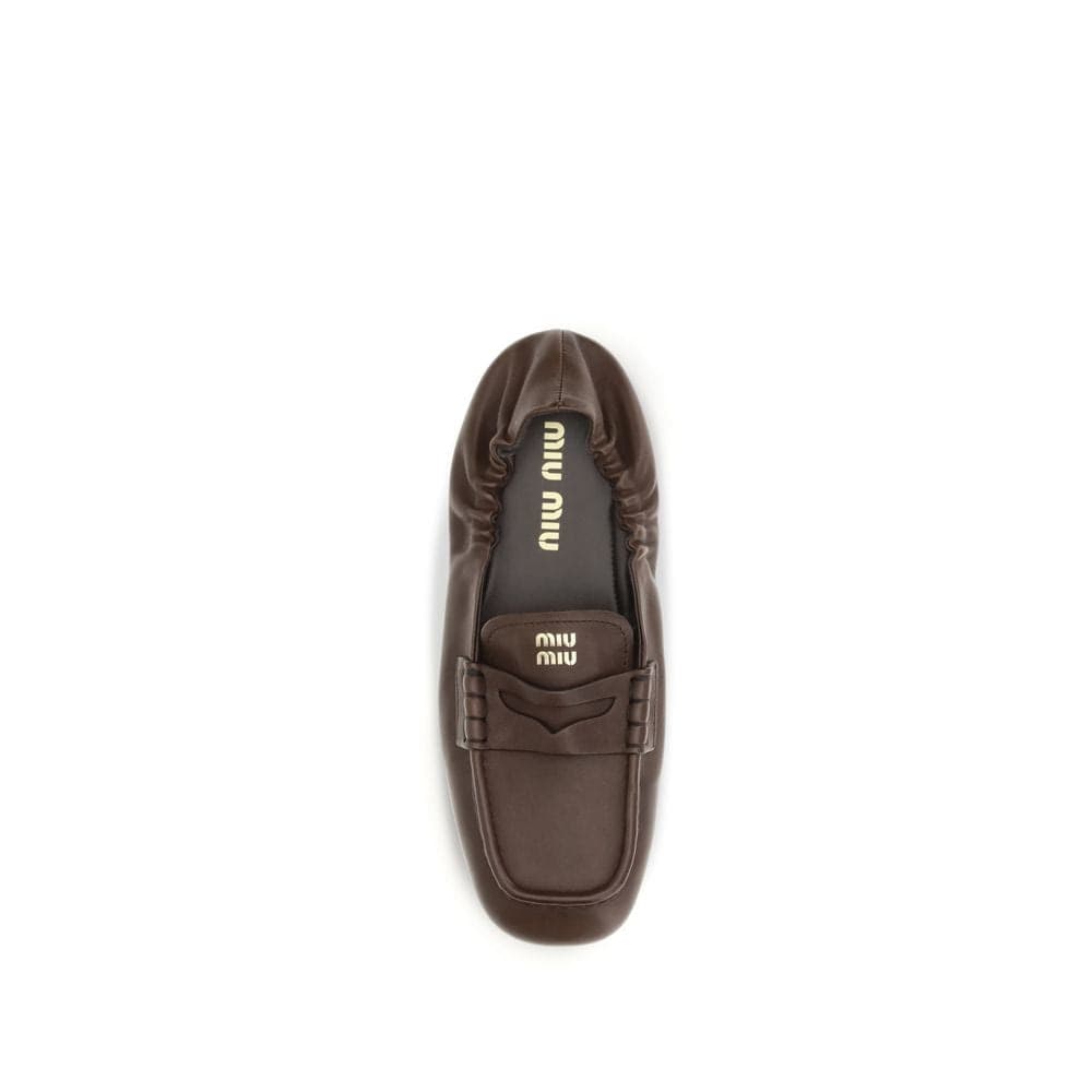 Miu Miu Brown Lamb Ovis Aries Aries Slip-On Loafers - 4
