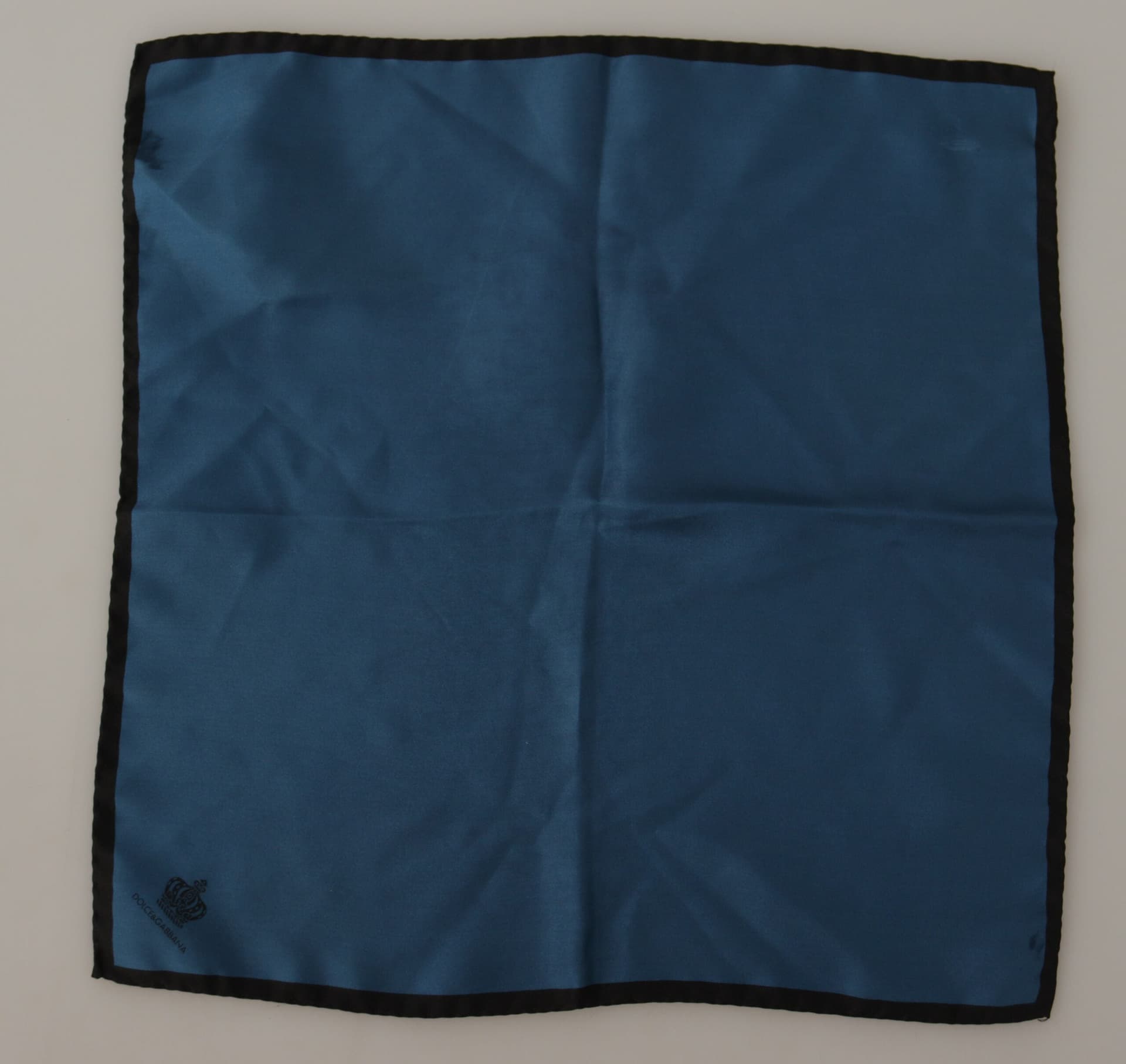 Dolce & Gabbana Black Blue DG Crown Printed Square Handkerchief Scarf - 3