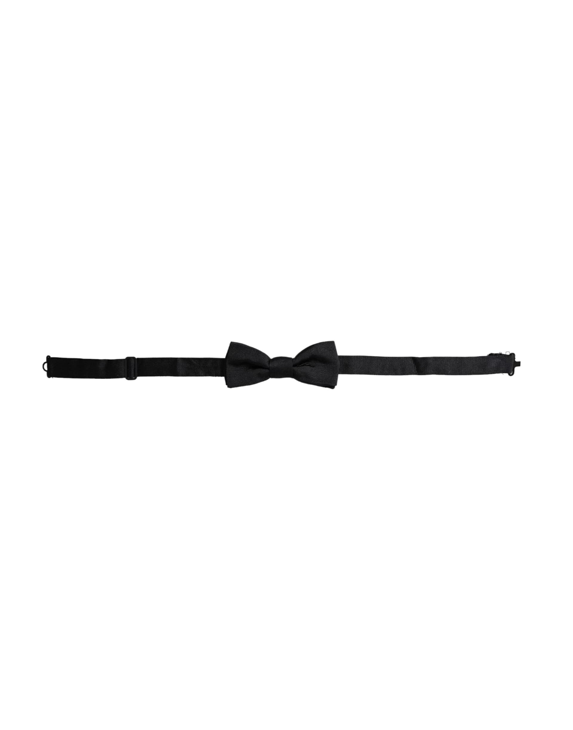 Dolce & Gabbana Black Silk Adjustable Neck Men Bow Tie - 2