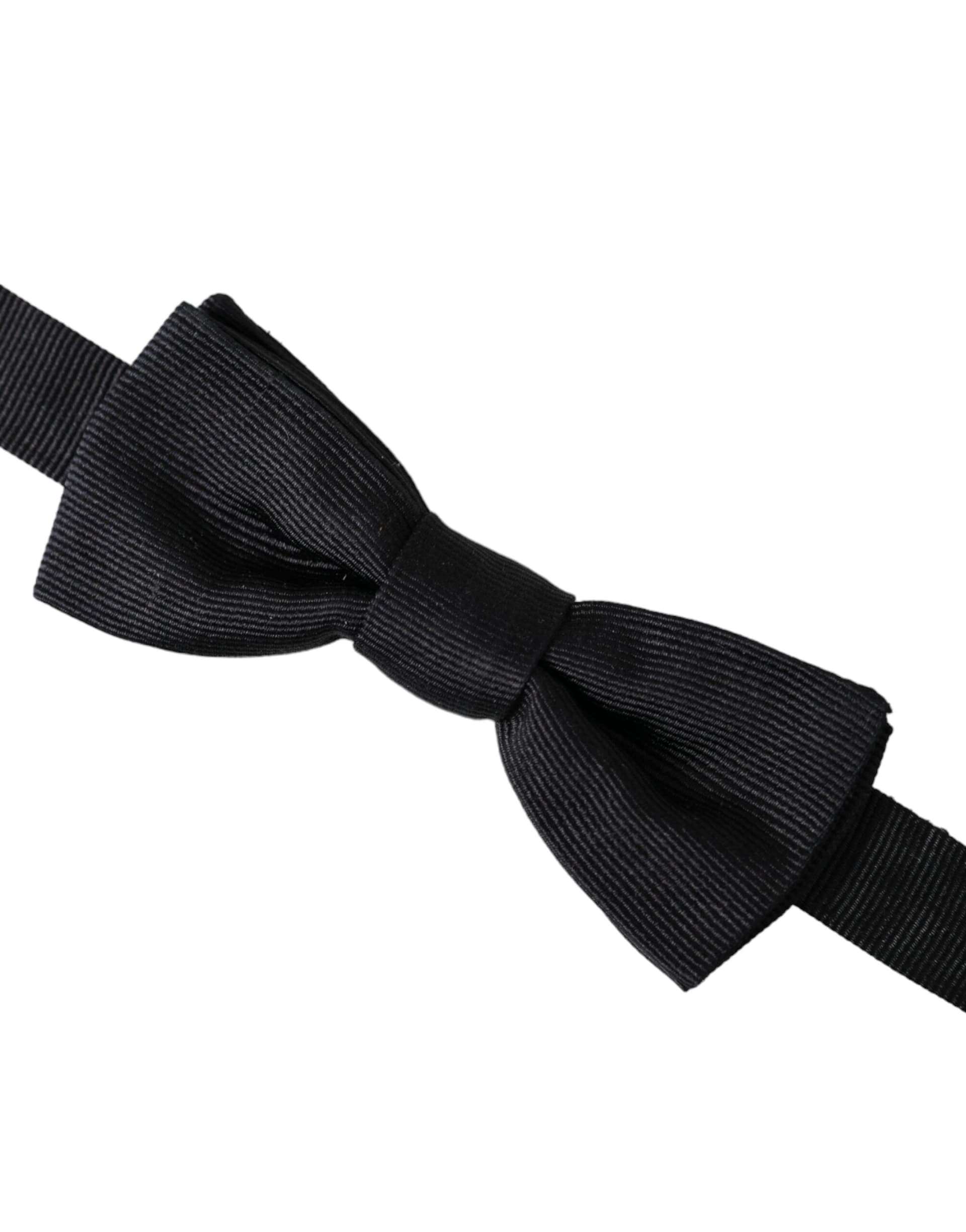 Dolce & Gabbana Black Silk Adjustable Neck Men Bow Tie - 3