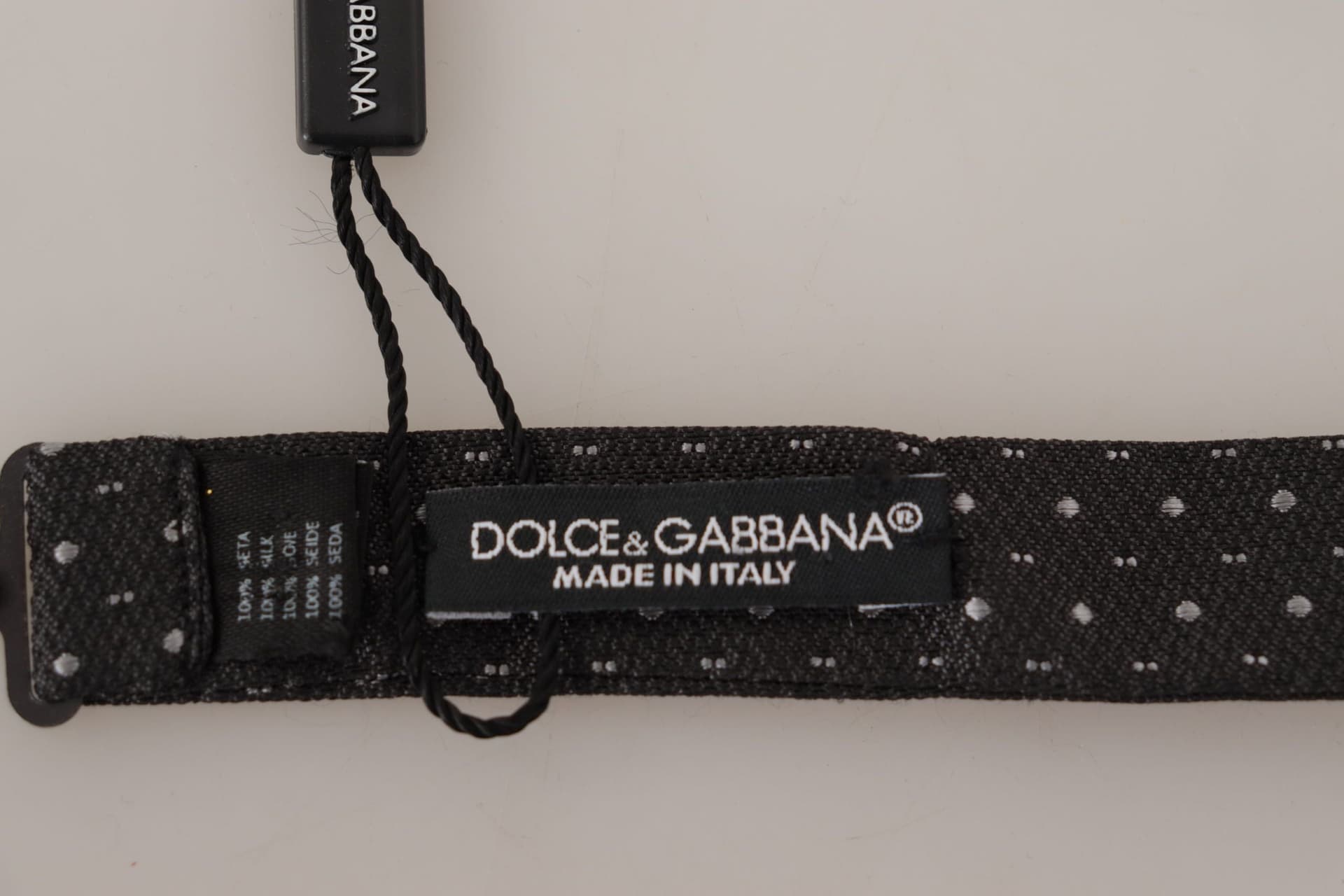 Dolce & Gabbana Gray Polka Dot 100% Silk Neck Papillon Tie - 5
