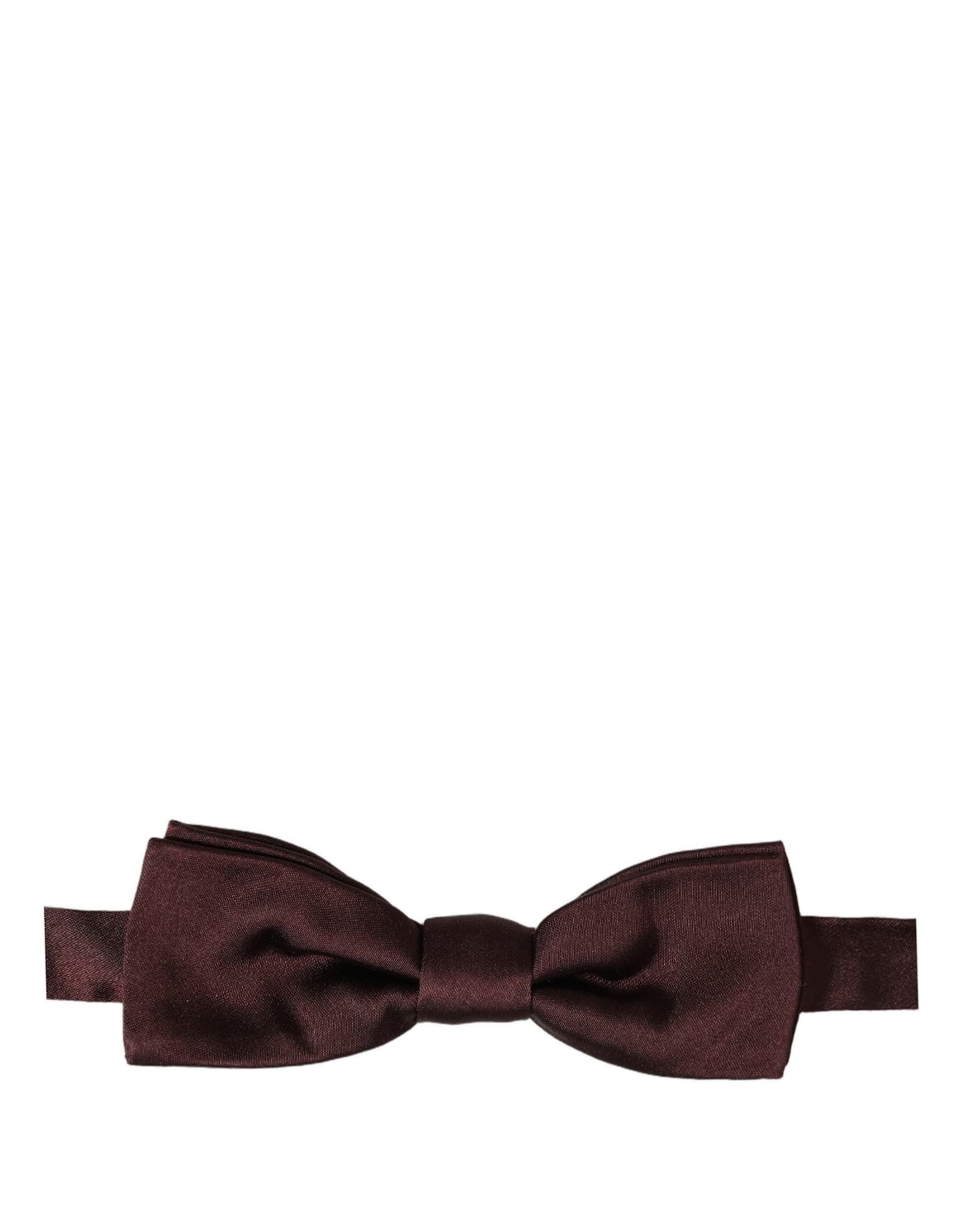 Dolce & Gabbana Men Brown 100% Silk Adjustable Neck Papillon Bow Tie - 3