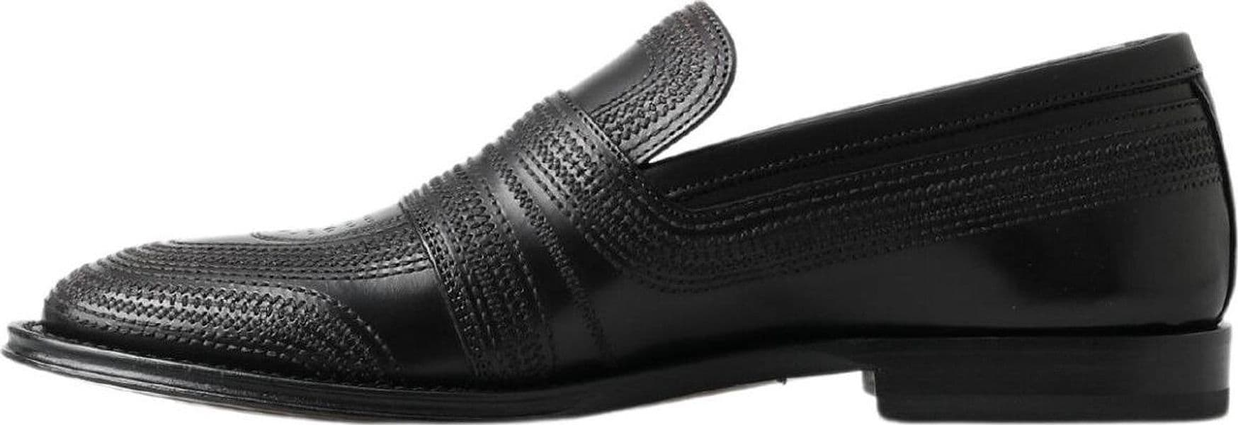 Dolce & Gabbana Black Leather Slipper Loafers Stitched Shoes - 2