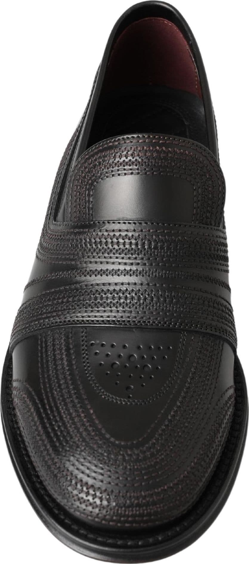 Dolce & Gabbana Black Leather Slipper Loafers Stitched Shoes - 4