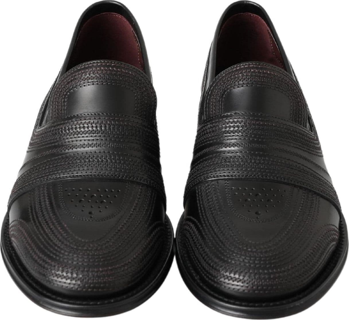 Dolce & Gabbana Black Leather Slipper Loafers Stitched Shoes - 5