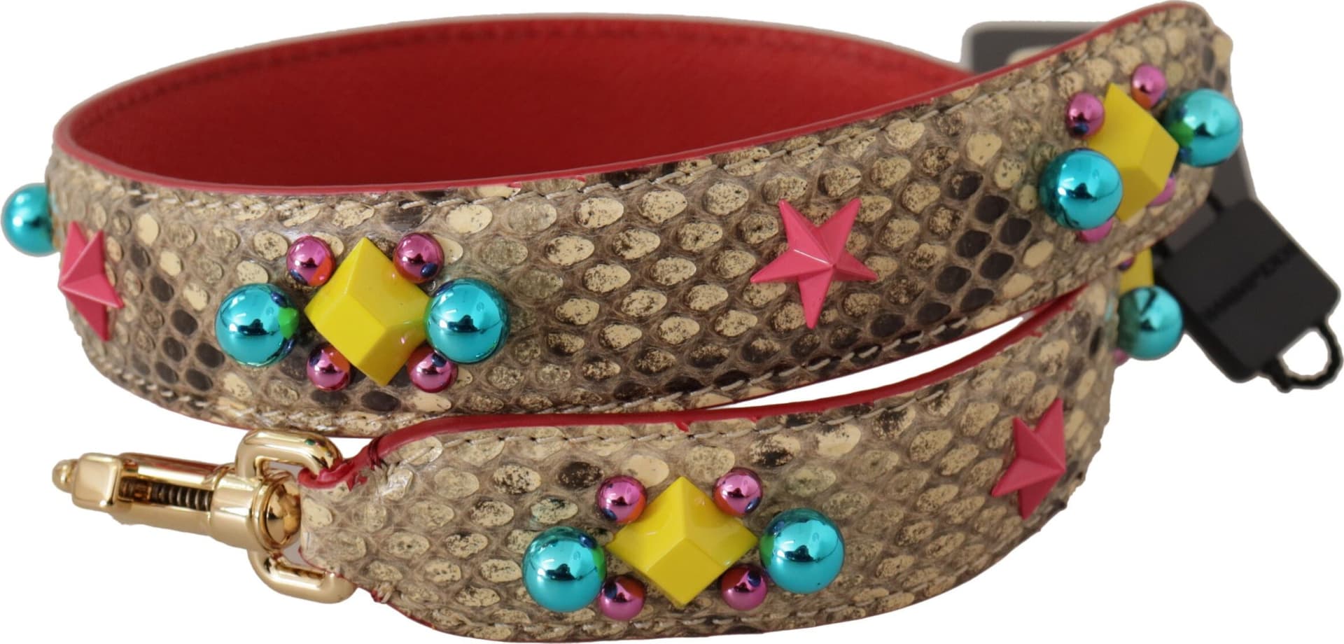 Dolce & Gabbana Beige Python Leather Crystals Shoulder Strap - 2