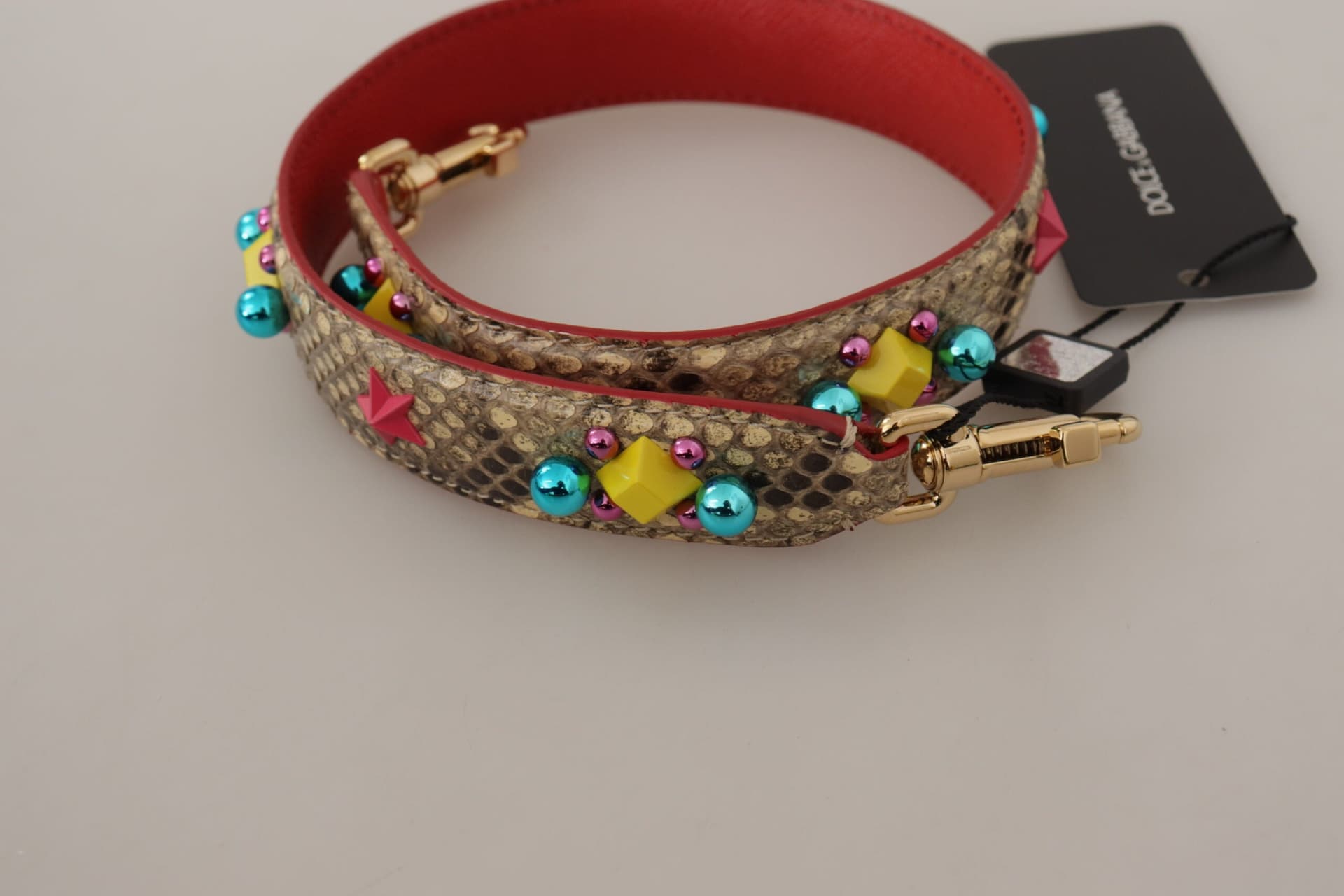 Dolce & Gabbana Beige Python Leather Crystals Shoulder Strap - 4