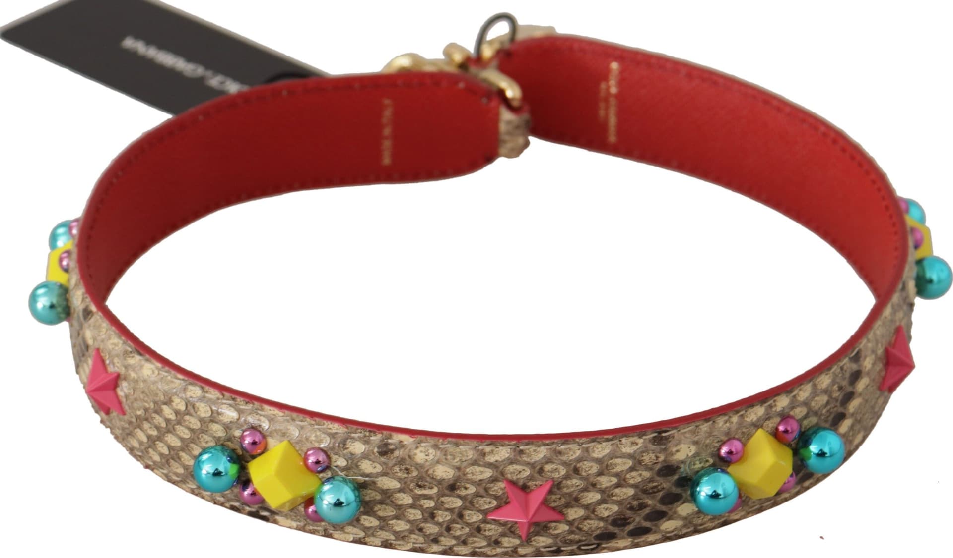Dolce & Gabbana Beige Python Leather Crystals Shoulder Strap - 5
