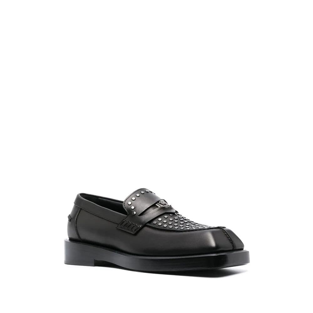 Versace Black Leather Slip-On Loafers - 2