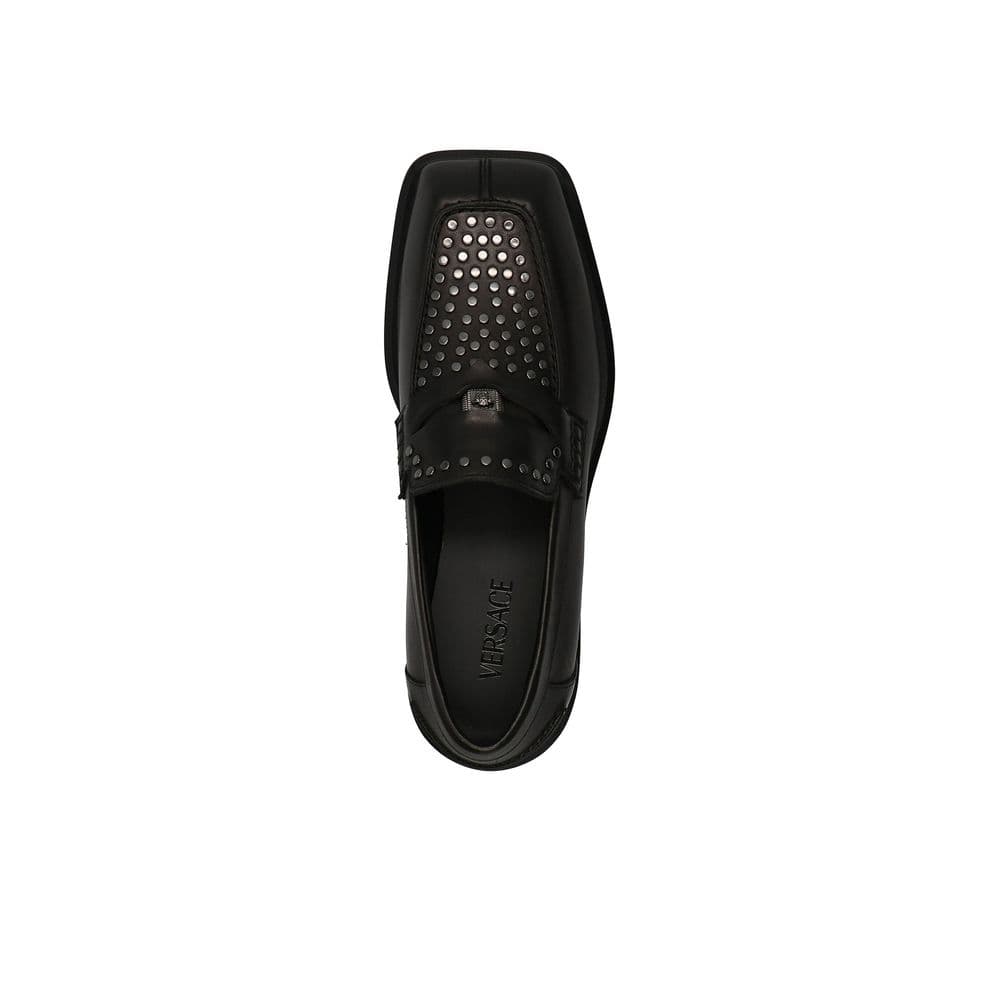 Versace Black Leather Slip-On Loafers - 3