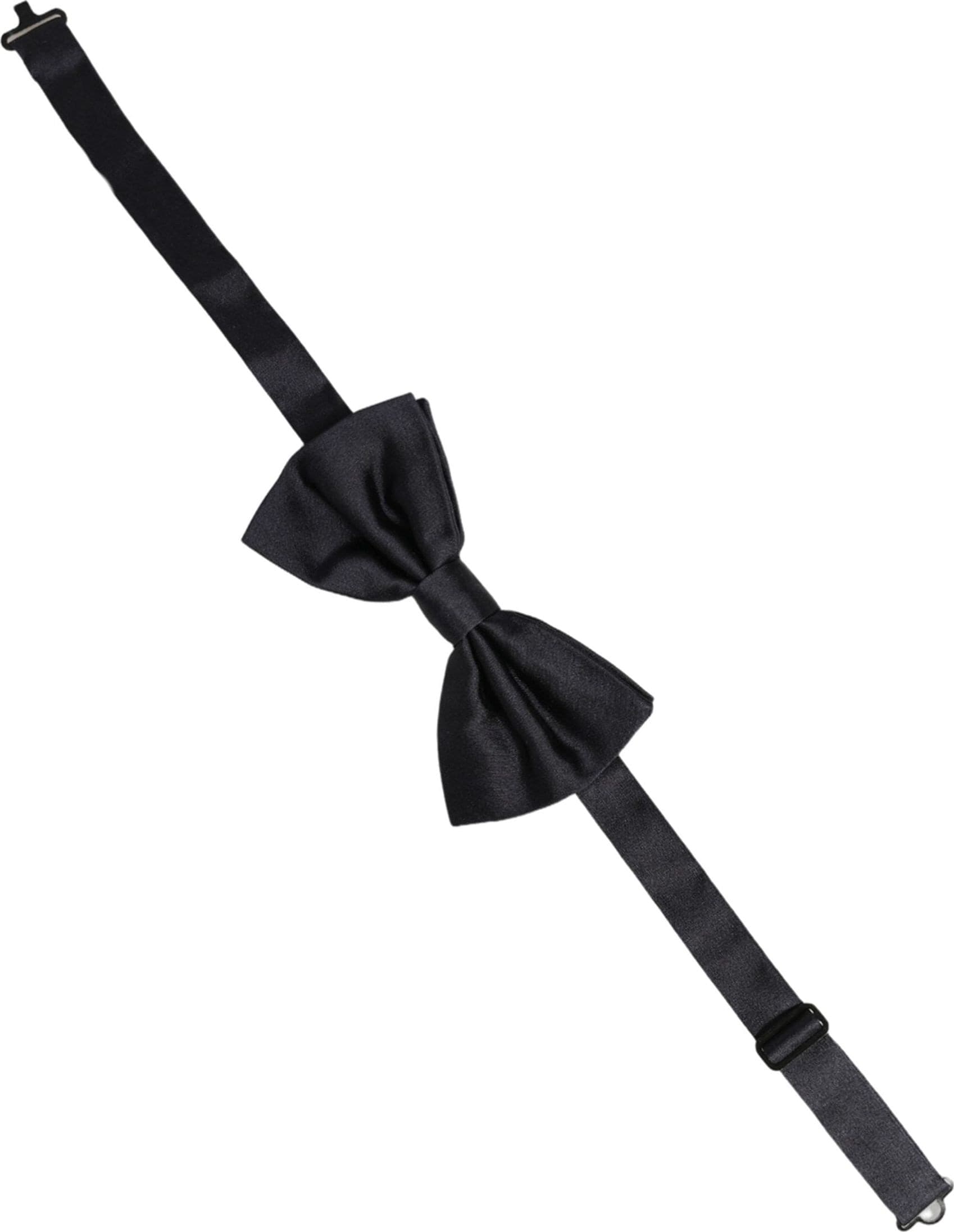 Dolce & Gabbana Men Black 100% Silk Adjustable Neck Papillon Bow Tie - 2