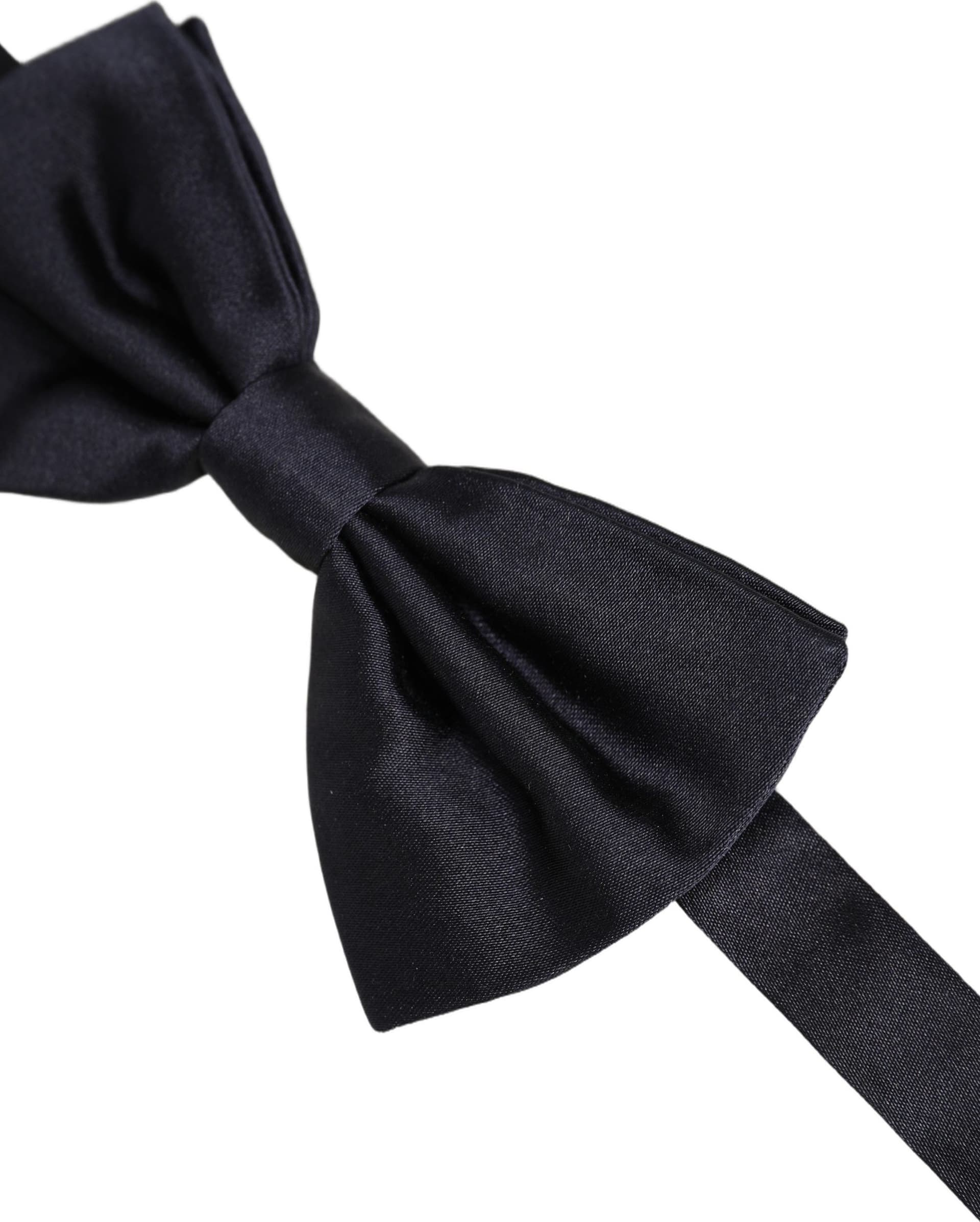 Dolce & Gabbana Men Black 100% Silk Adjustable Neck Papillon Bow Tie - 3
