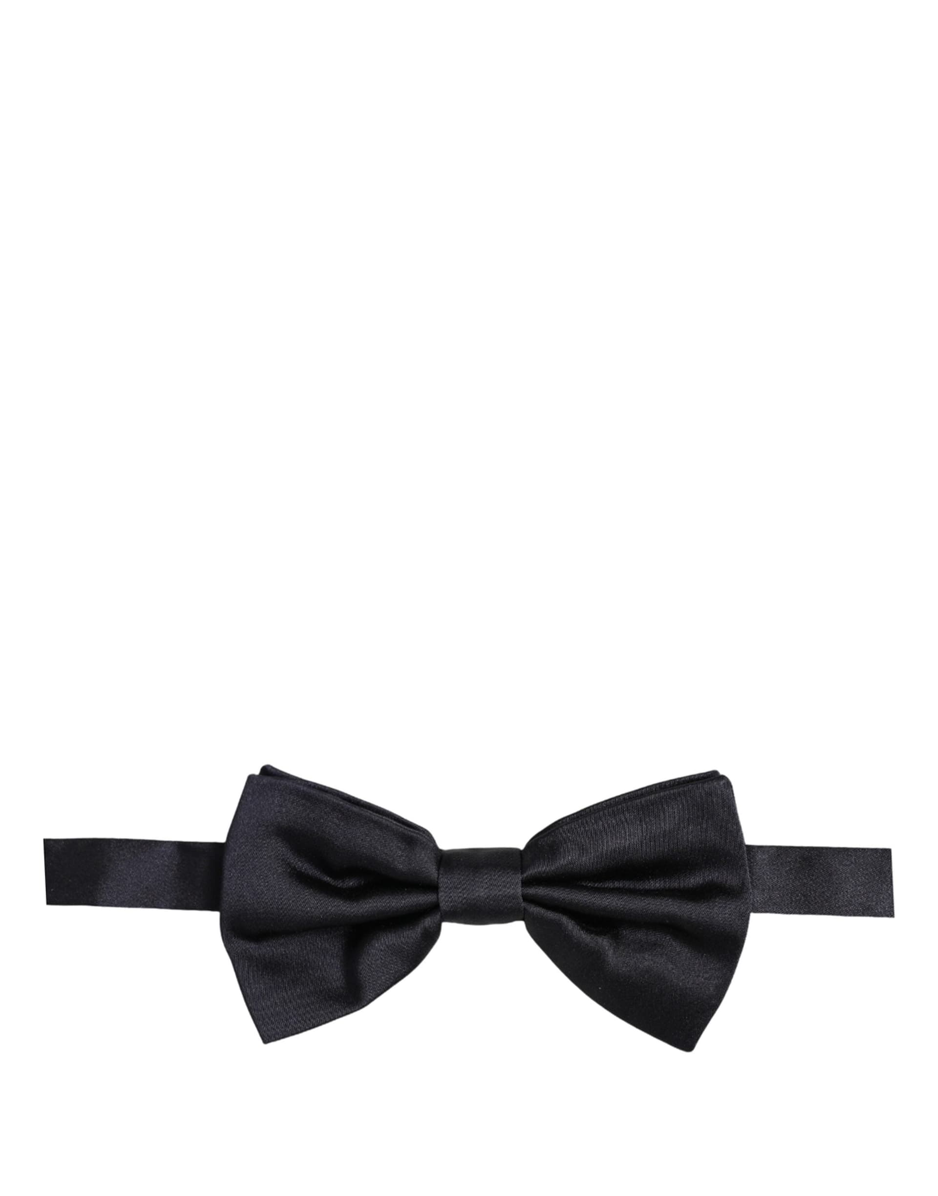 Dolce & Gabbana Men Black 100% Silk Adjustable Neck Papillon Bow Tie - 5