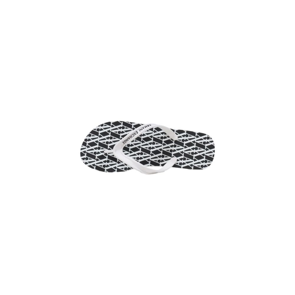 Armani Exchange Black And White Rubber Flip-Flop Sandals - 5