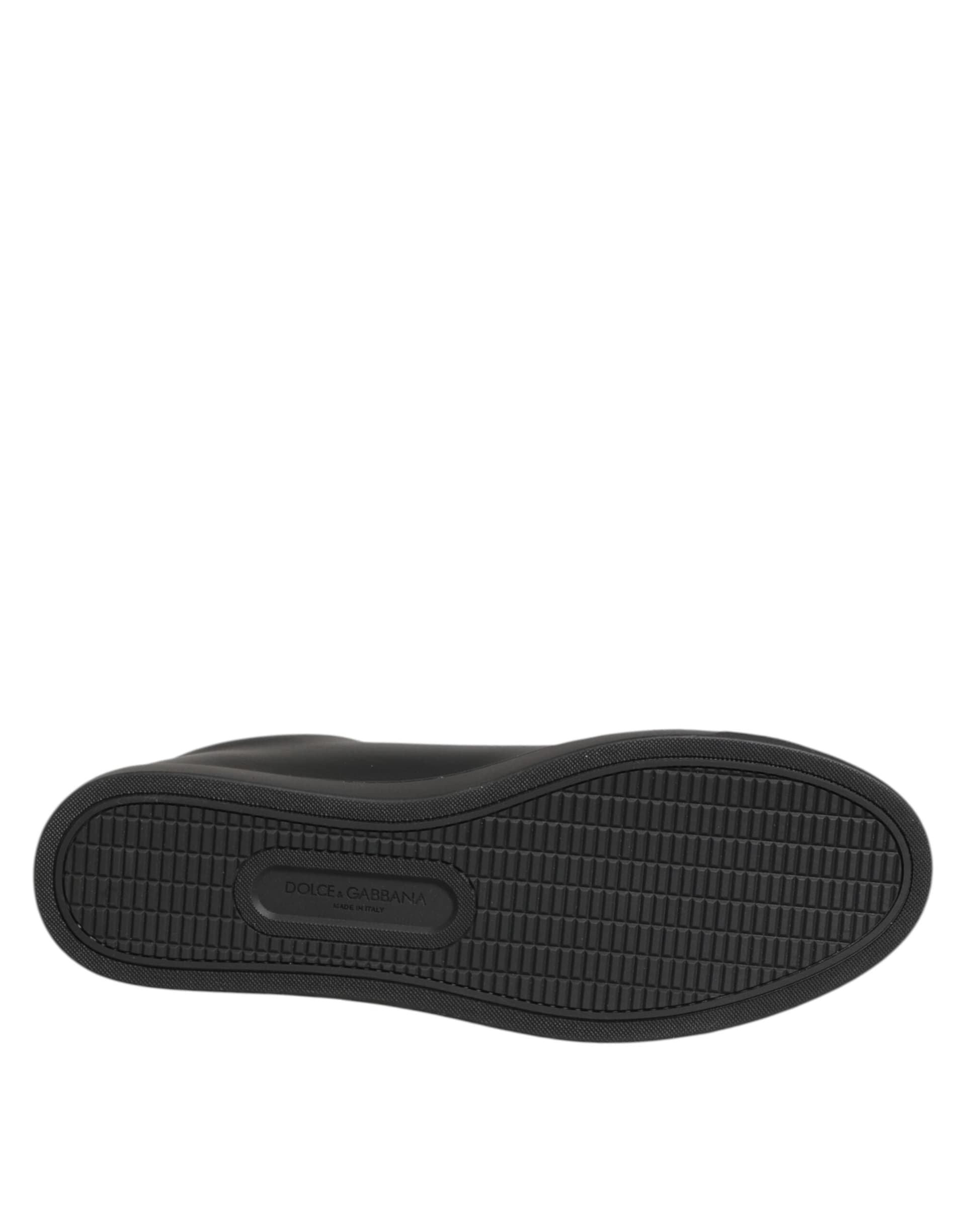 Dolce & Gabbana Black Leather Crystal Heart Sneakers  Shoes - 8