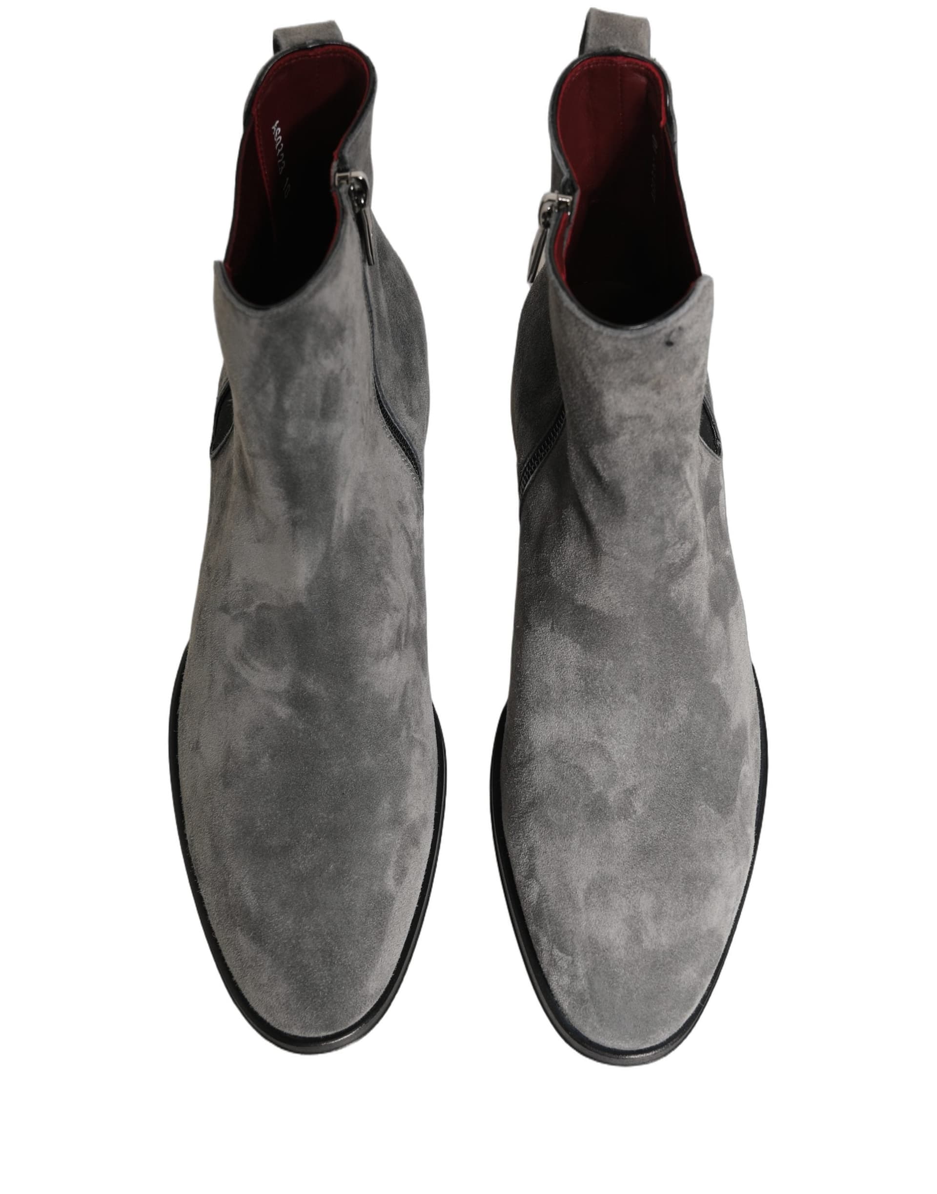 Dolce & Gabbana Gray Suede Leather Chelsea Boots Shoes - 2