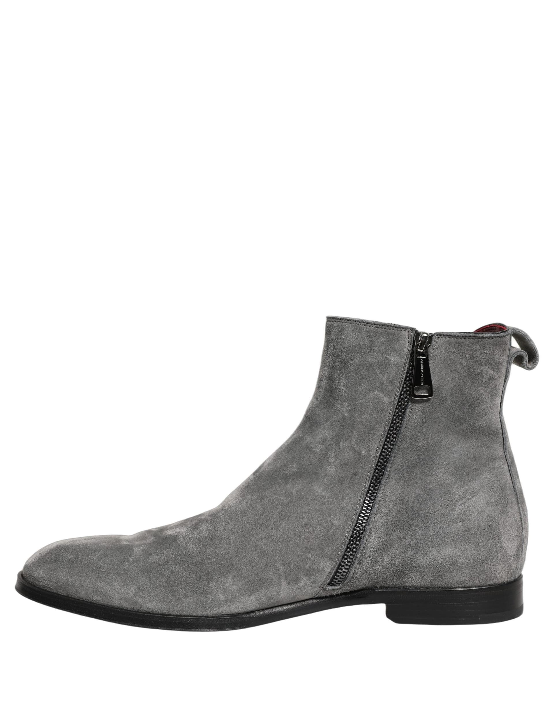 Dolce & Gabbana Gray Suede Leather Chelsea Boots Shoes - 5