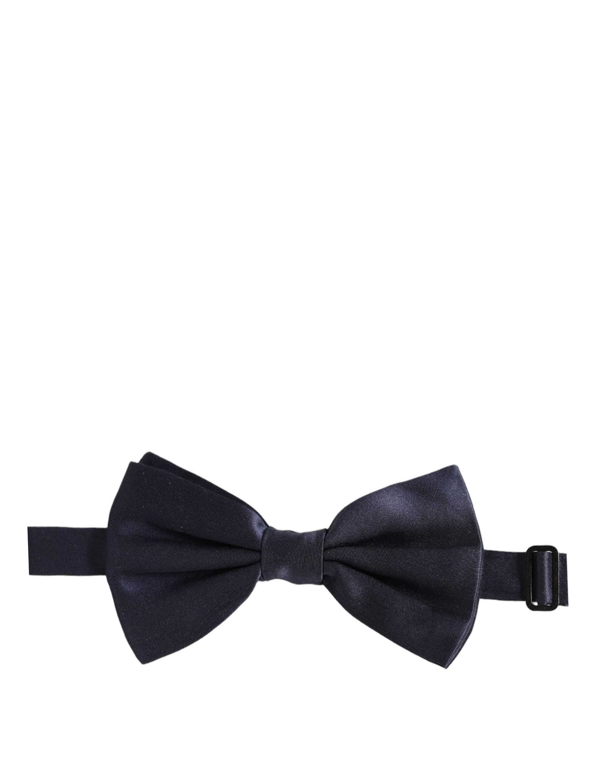 Dolce & Gabbana Dark Blue 100% Silk Adjustable Neck Papillon Bow Tie - 4
