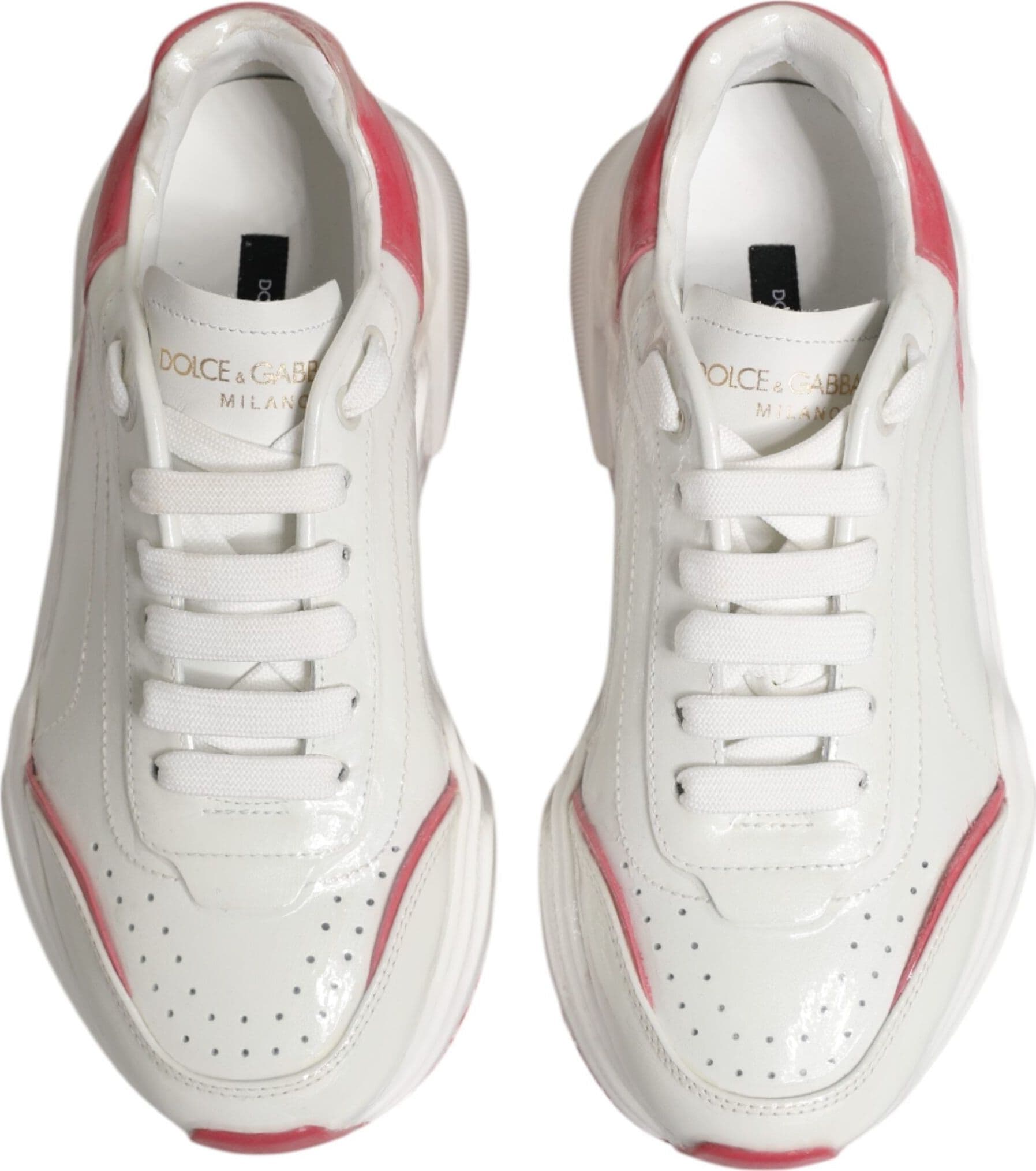 Dolce & Gabbana White Pink Daymaster Low Top Sneakers Shoes - 2