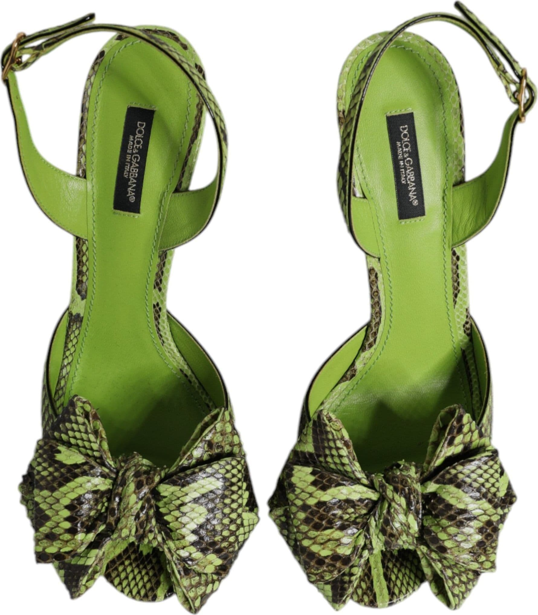 Dolce & Gabbana Green Python Leather Heels Sandals Shoes - 2