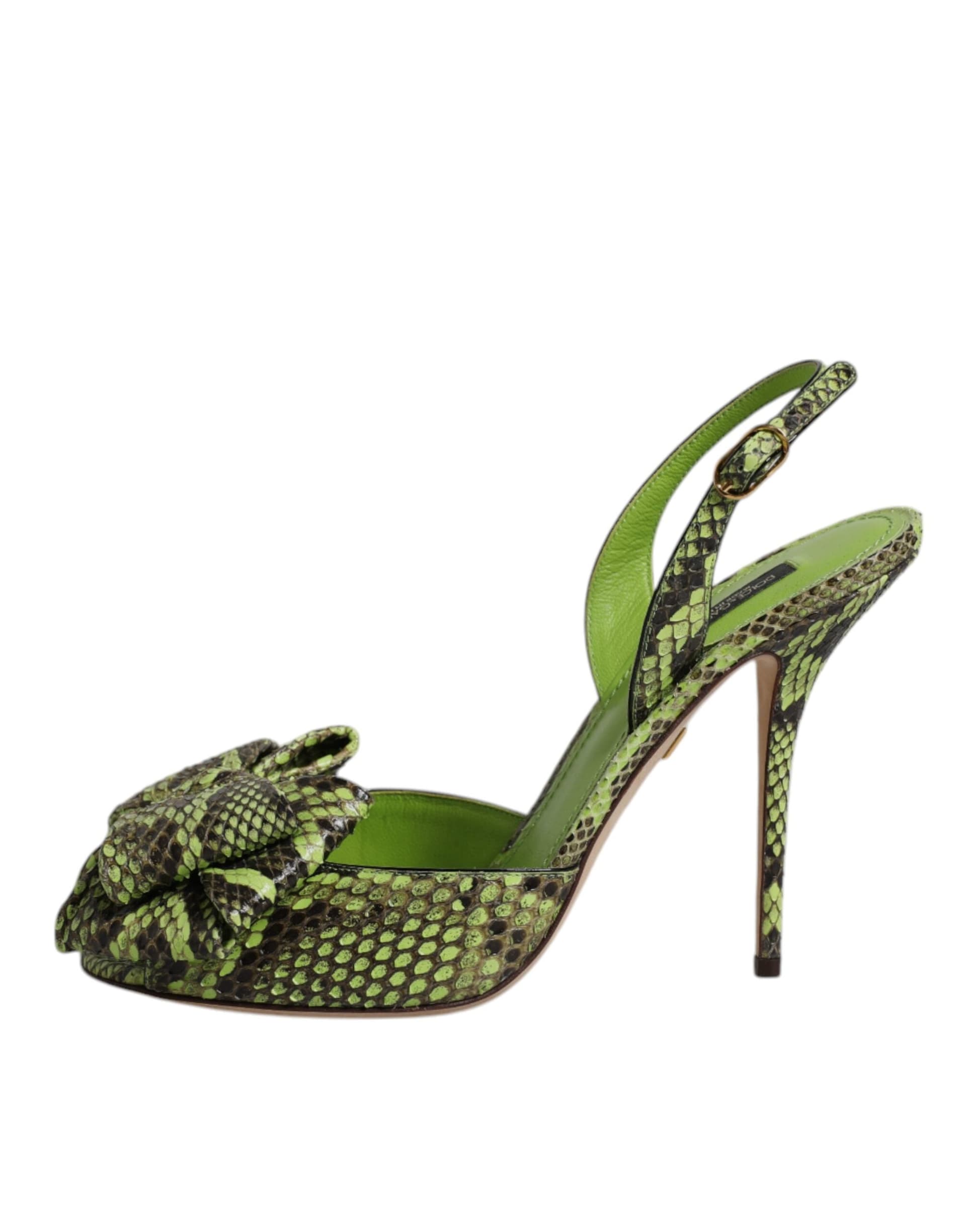 Dolce & Gabbana Green Python Leather Heels Sandals Shoes - 5